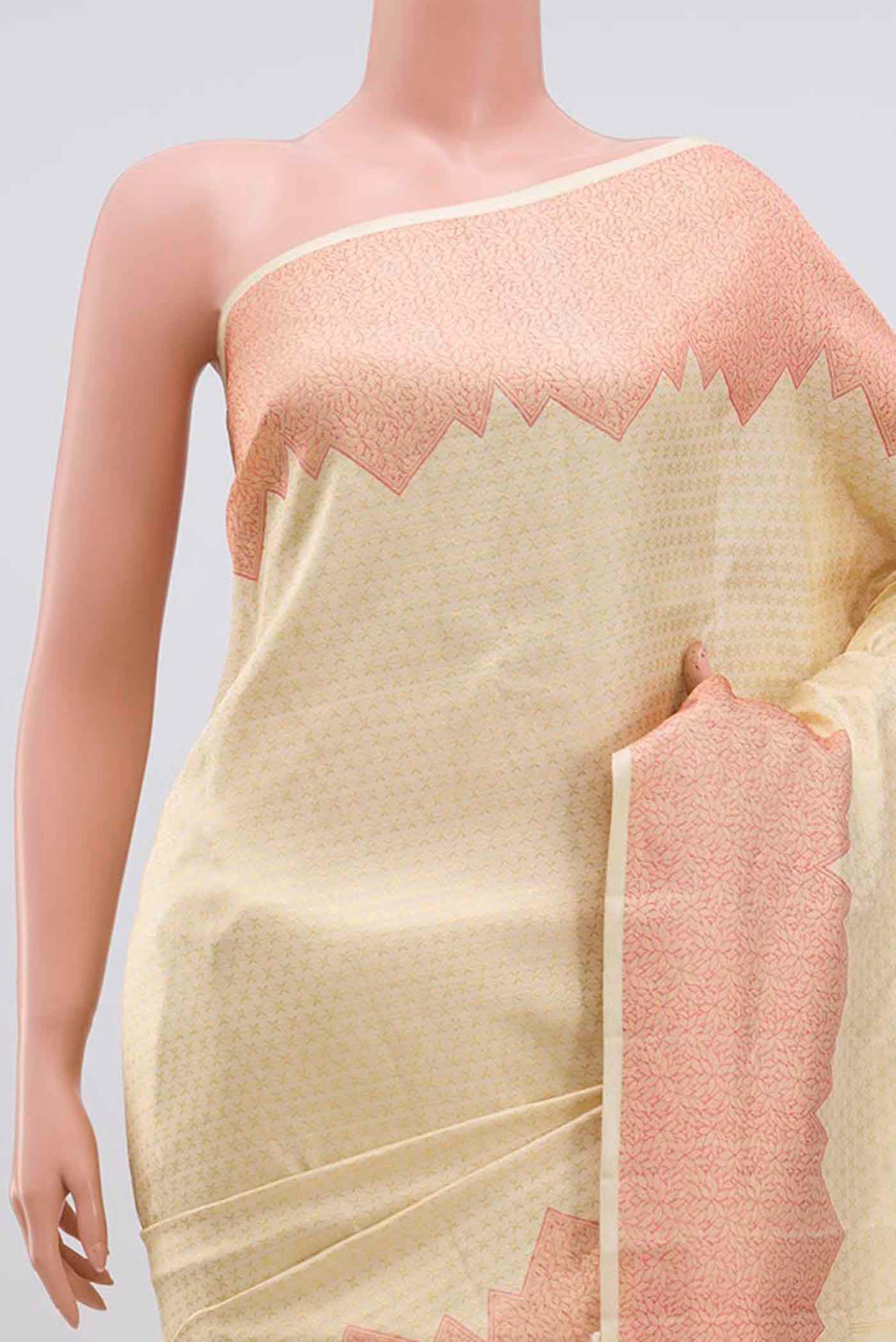 Cream Kanchipuram Silk Saree - Image 2