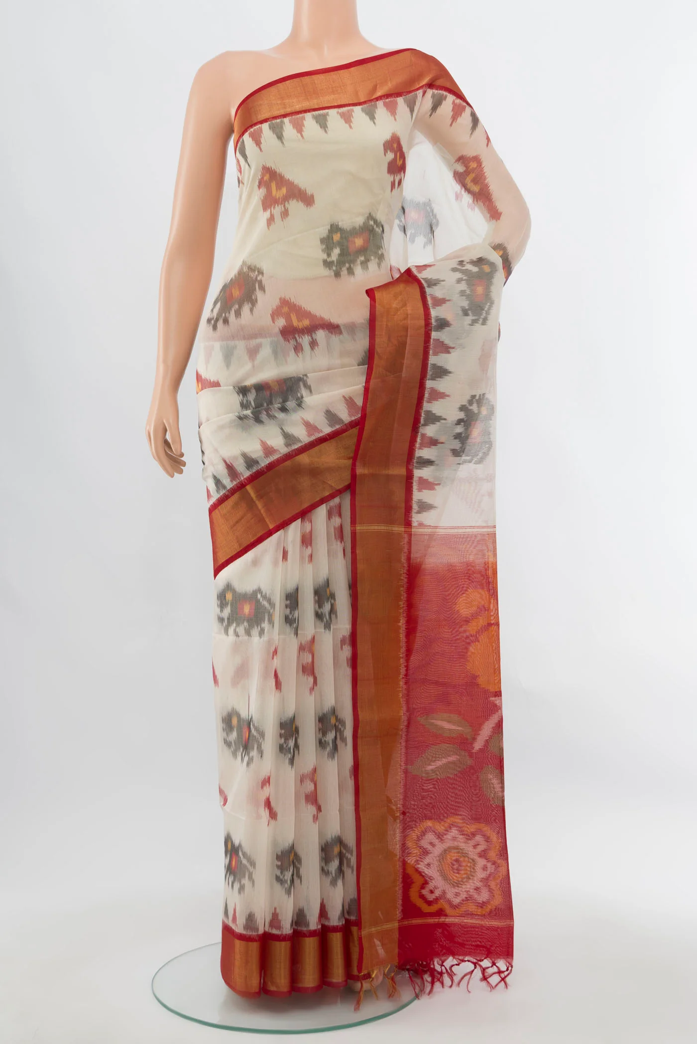White Silk Cotton Saree