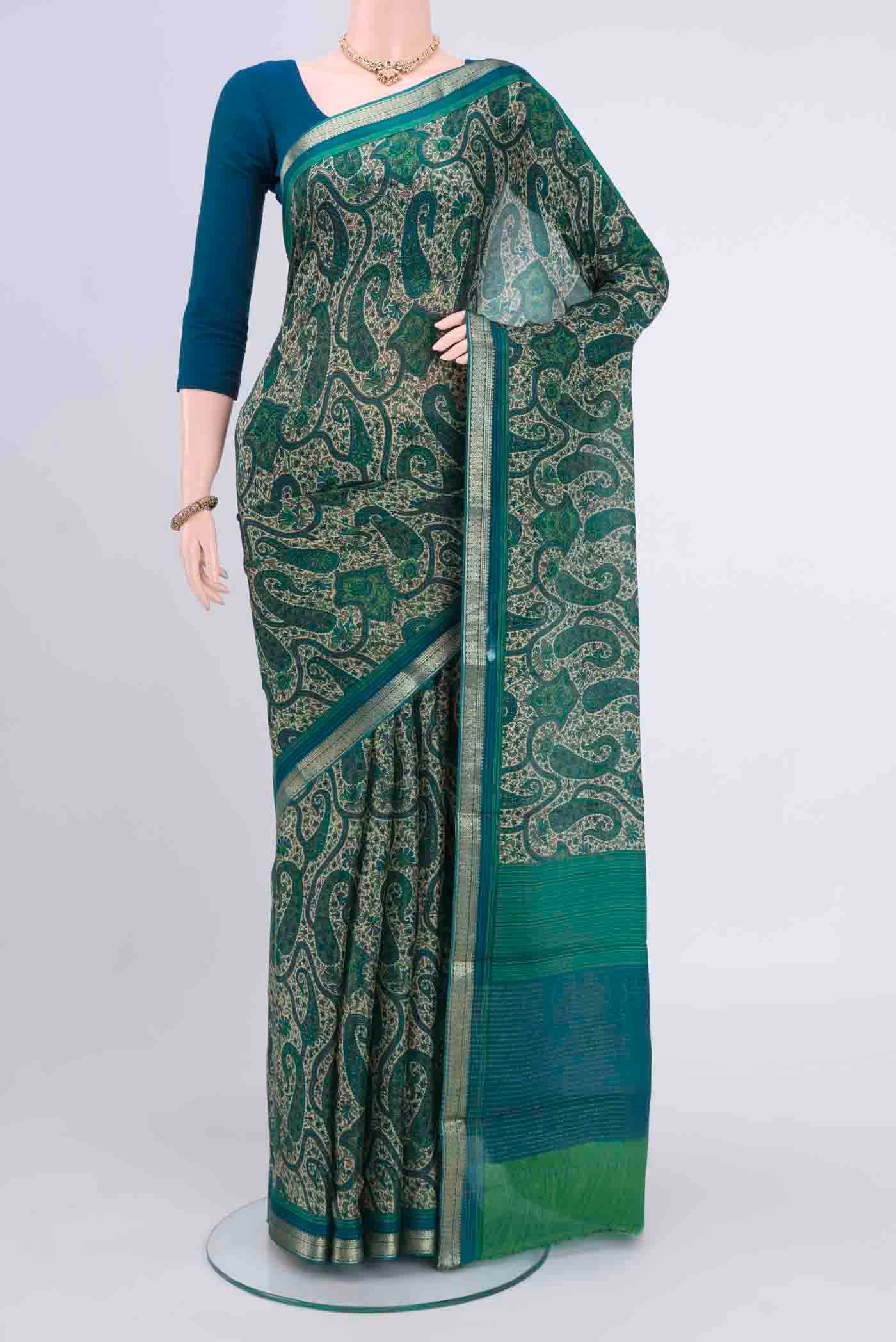 Cream Mysore Crepe Saree