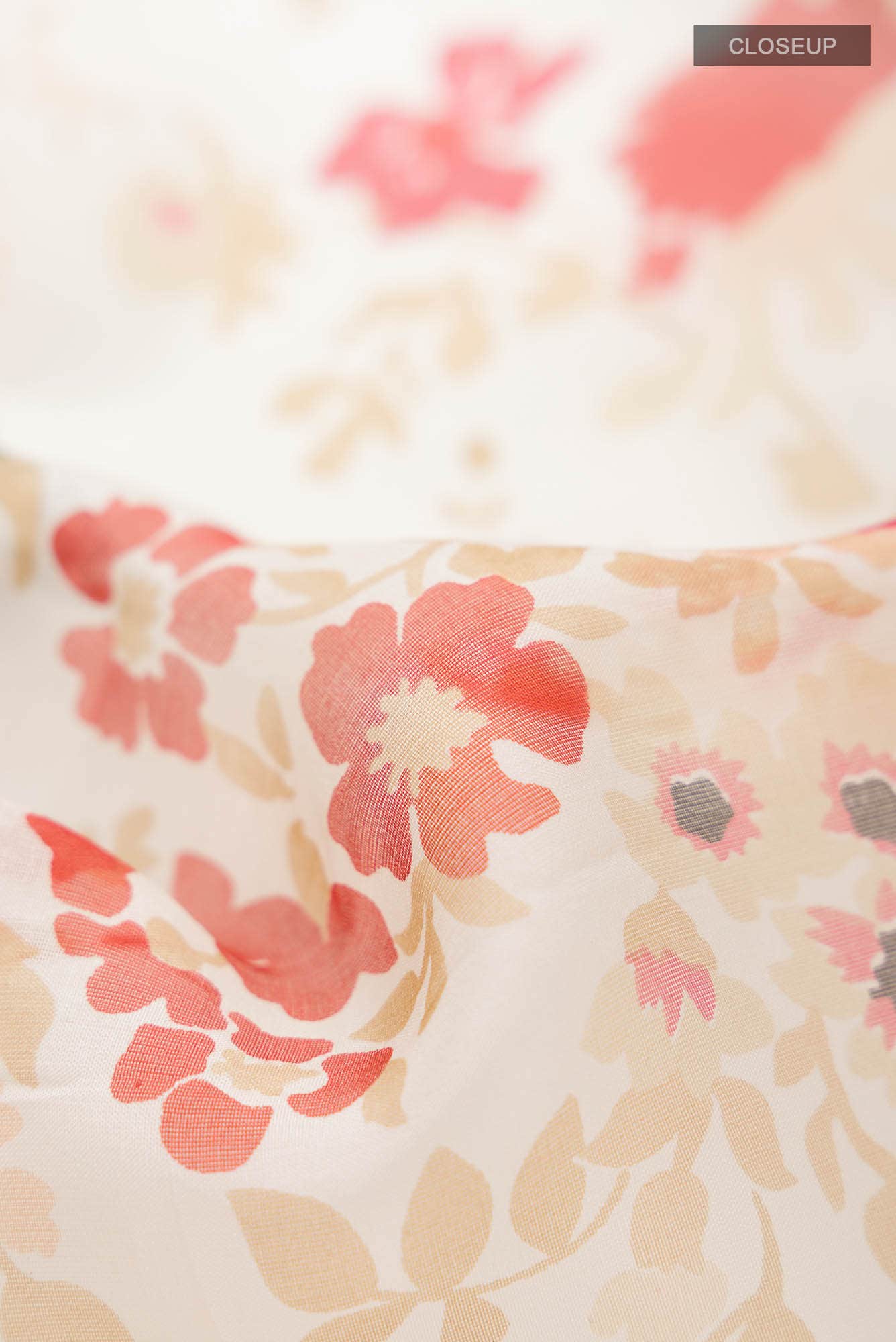 Cream Organza Silk Saree - Image 2