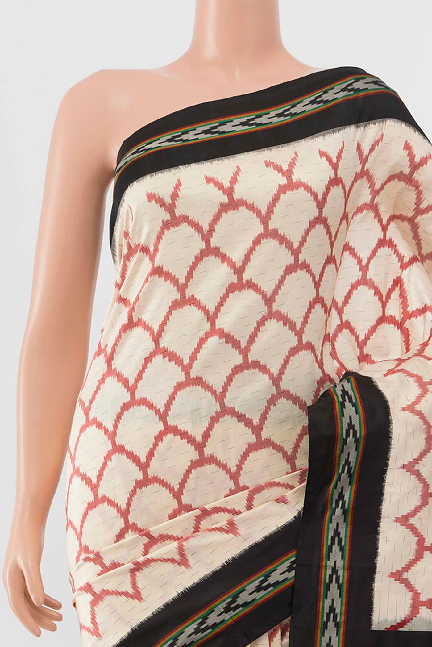 Cream Pochampally Silk Saree - Image 2