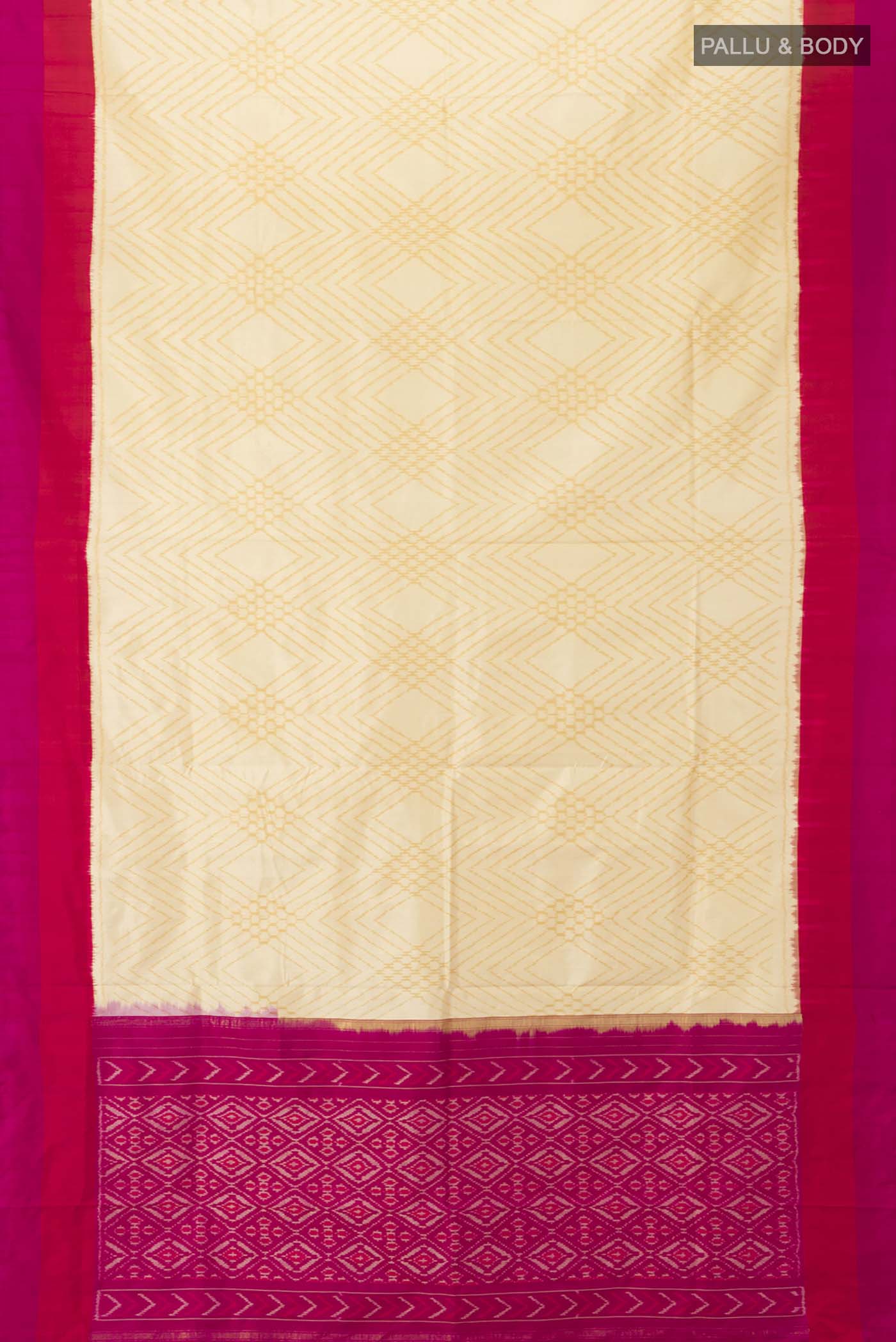 Cream Pochampally Silk Saree - Image 5
