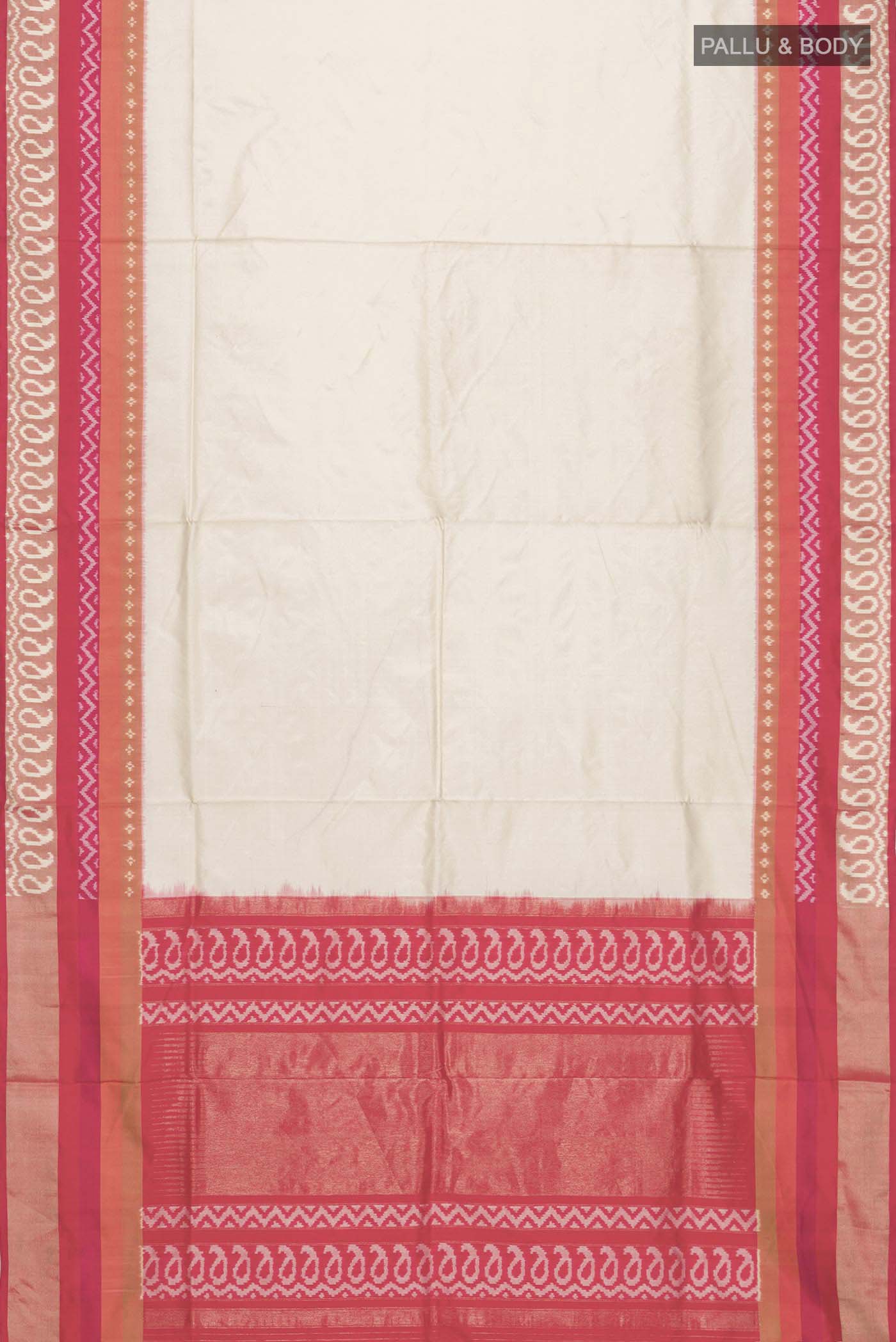 Cream Pochampally Silk Saree - Image 6