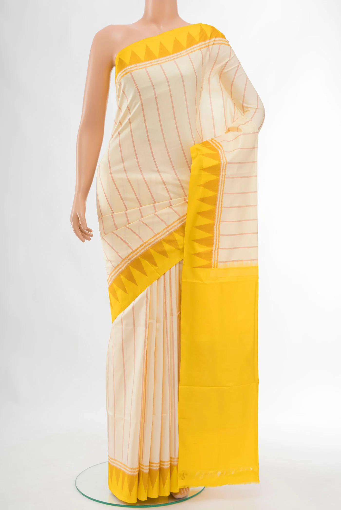 Cream Pochampally Silk Saree