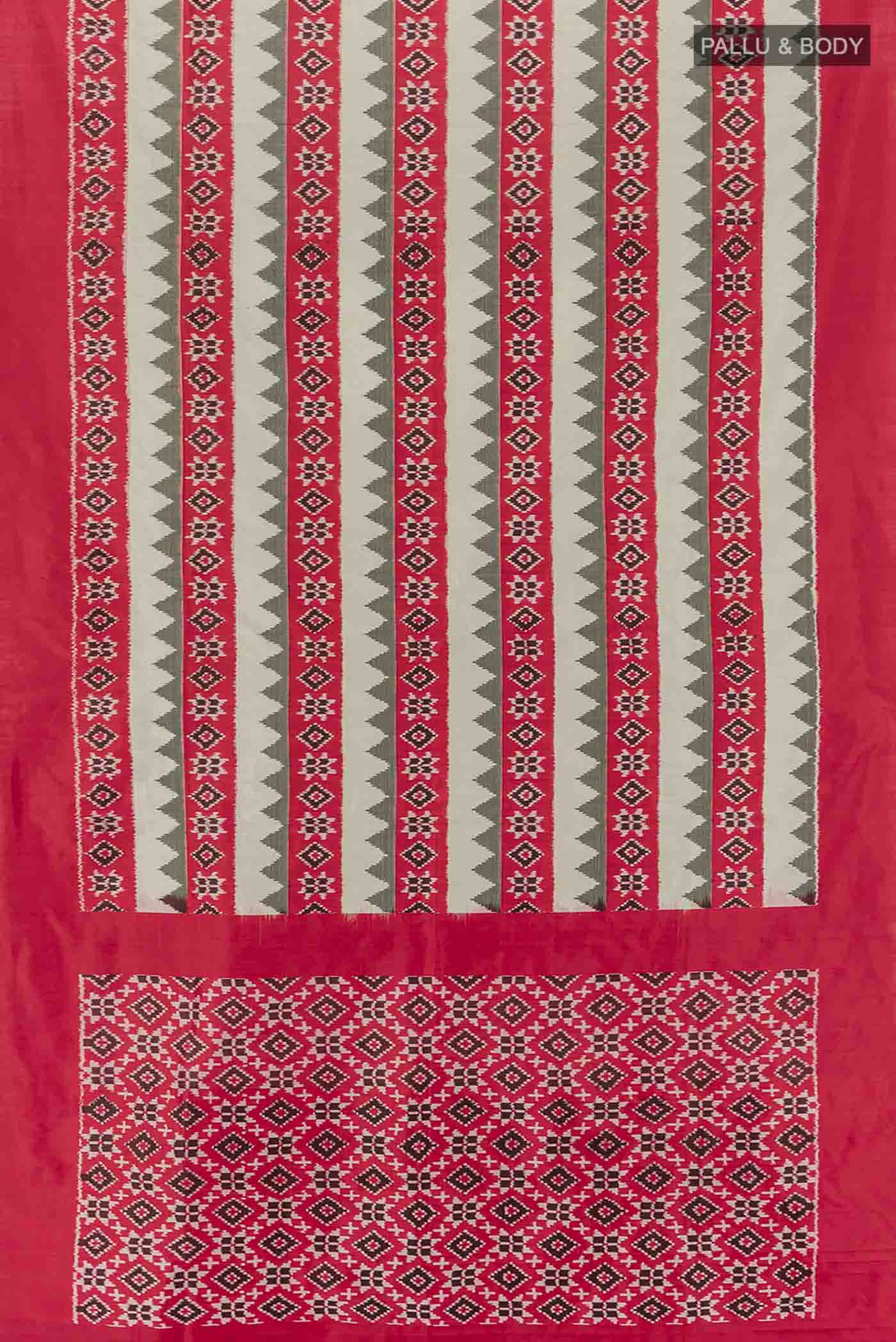 Cream Pochampally Silk Saree - Image 5