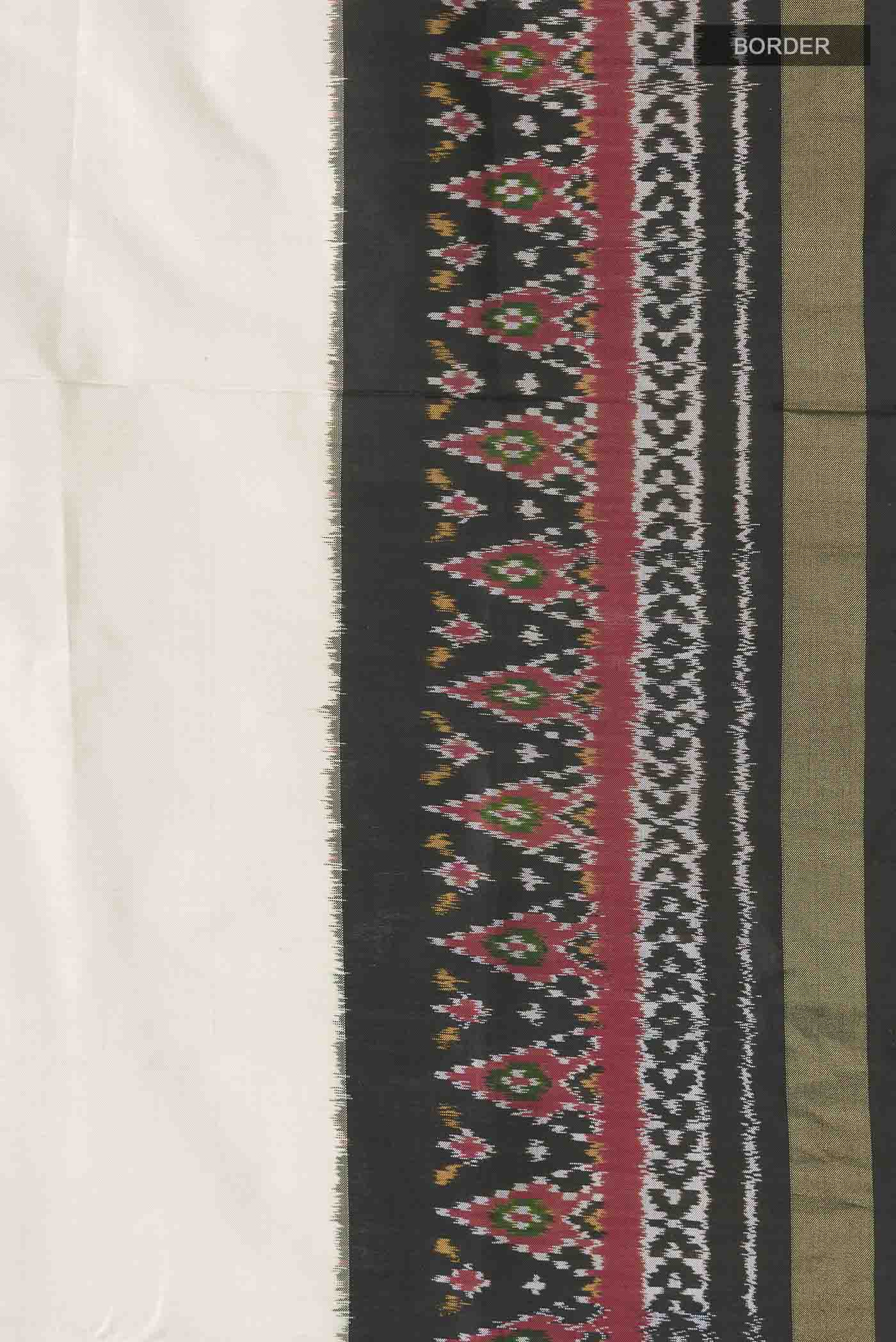 Cream Pochampally Silk Saree - Image 3