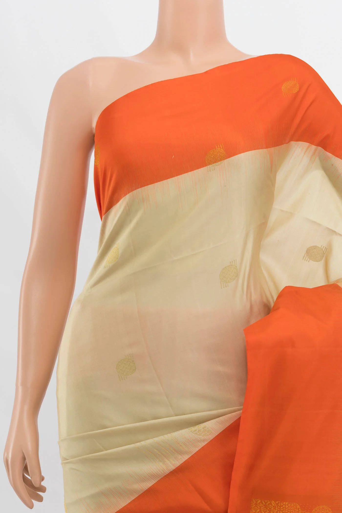 Cream Soft Silk Saree - Image 2