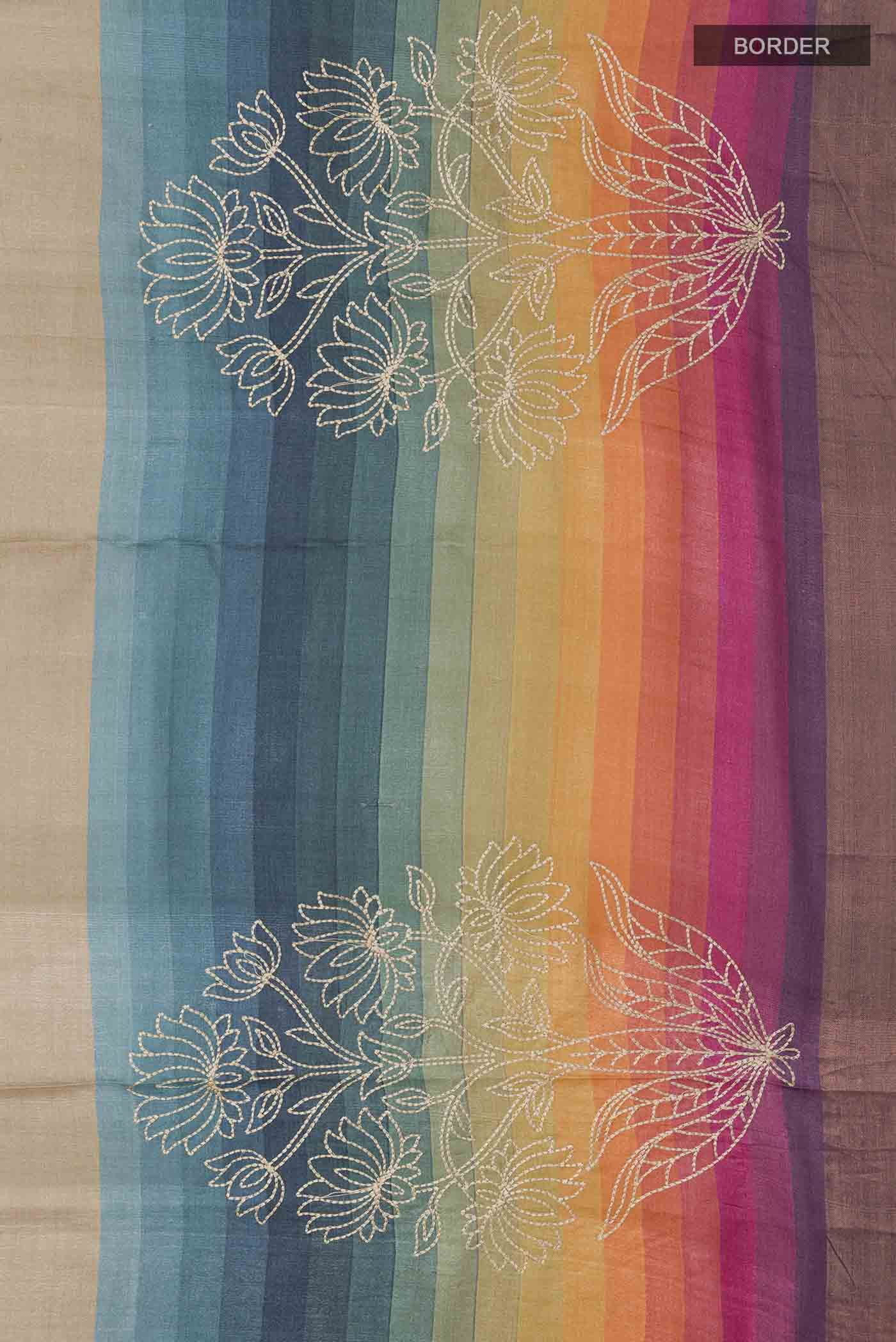 Cream Tussar Saree - Image 3