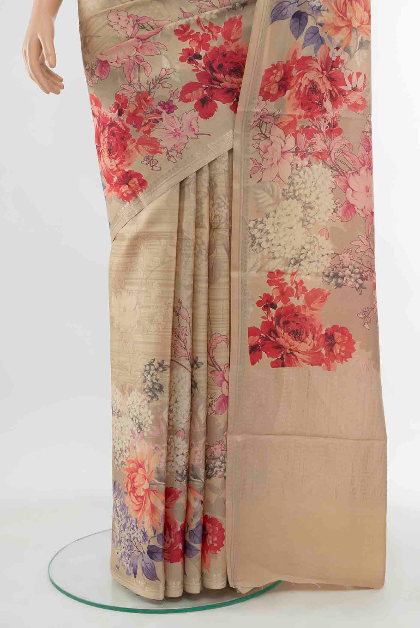 Cream Tussar Silk Saree - Image 3
