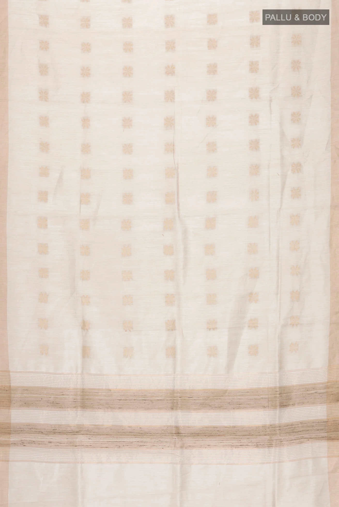Cream Tussar Silk Saree - Image 3