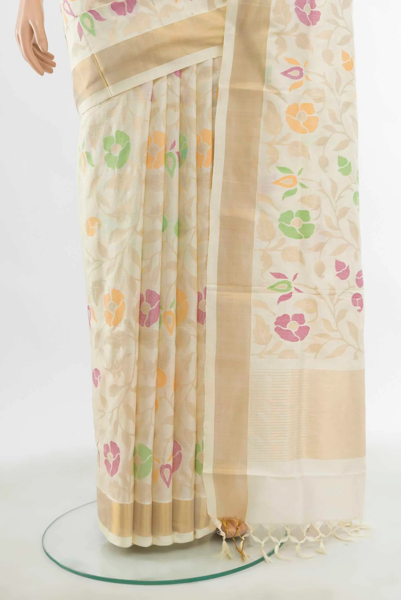 Cream Uppada Silk Saree - Image 3
