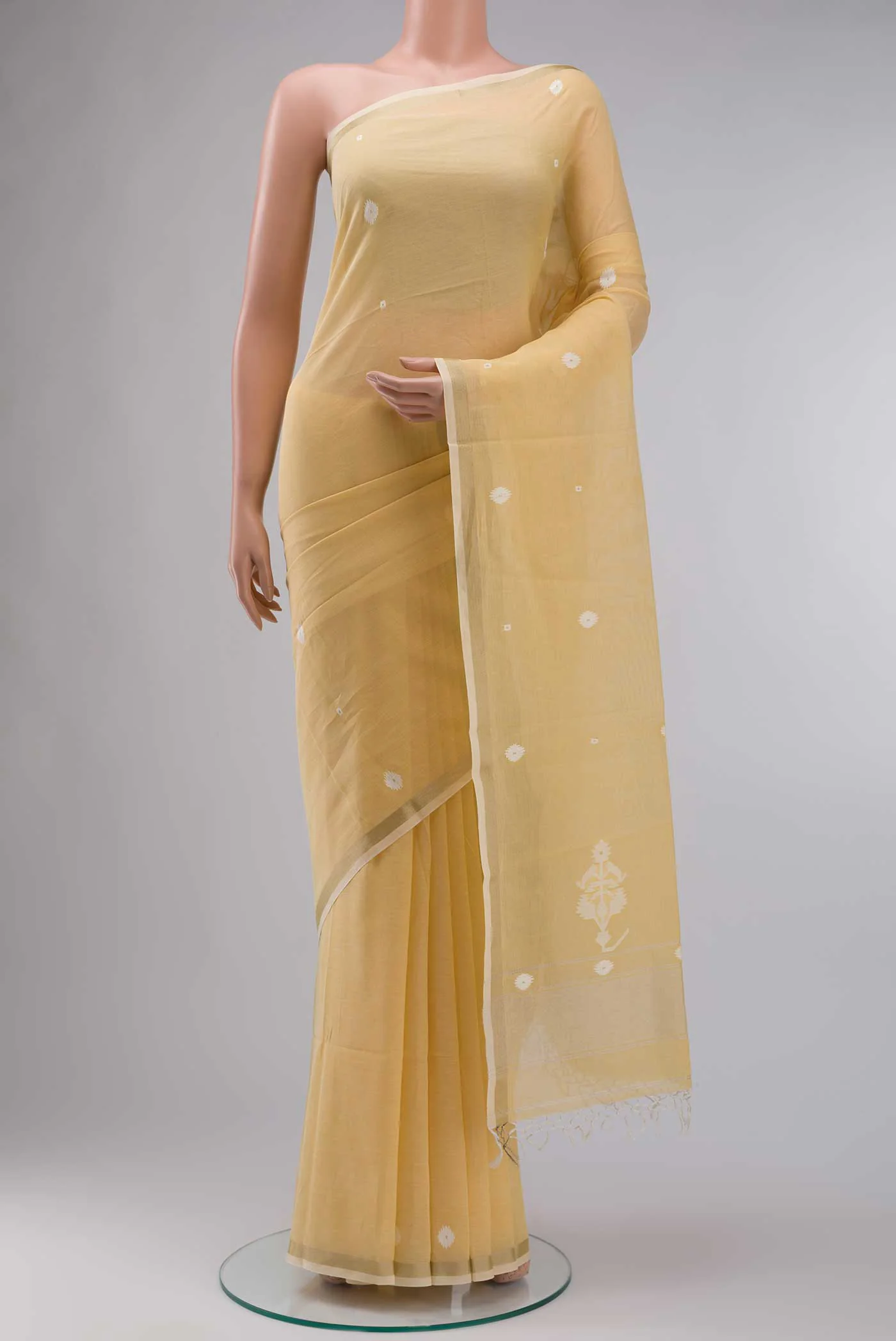 Damini-Sandal Bengal Cotton Saree