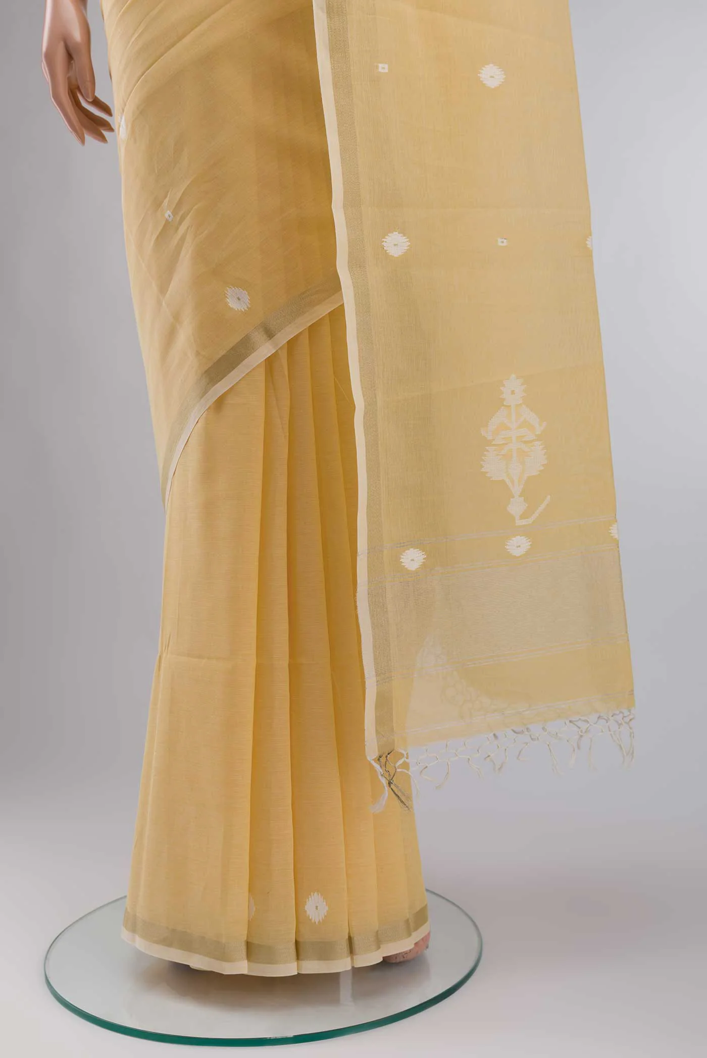 Damini-Sandal Bengal Cotton Saree - Image 6