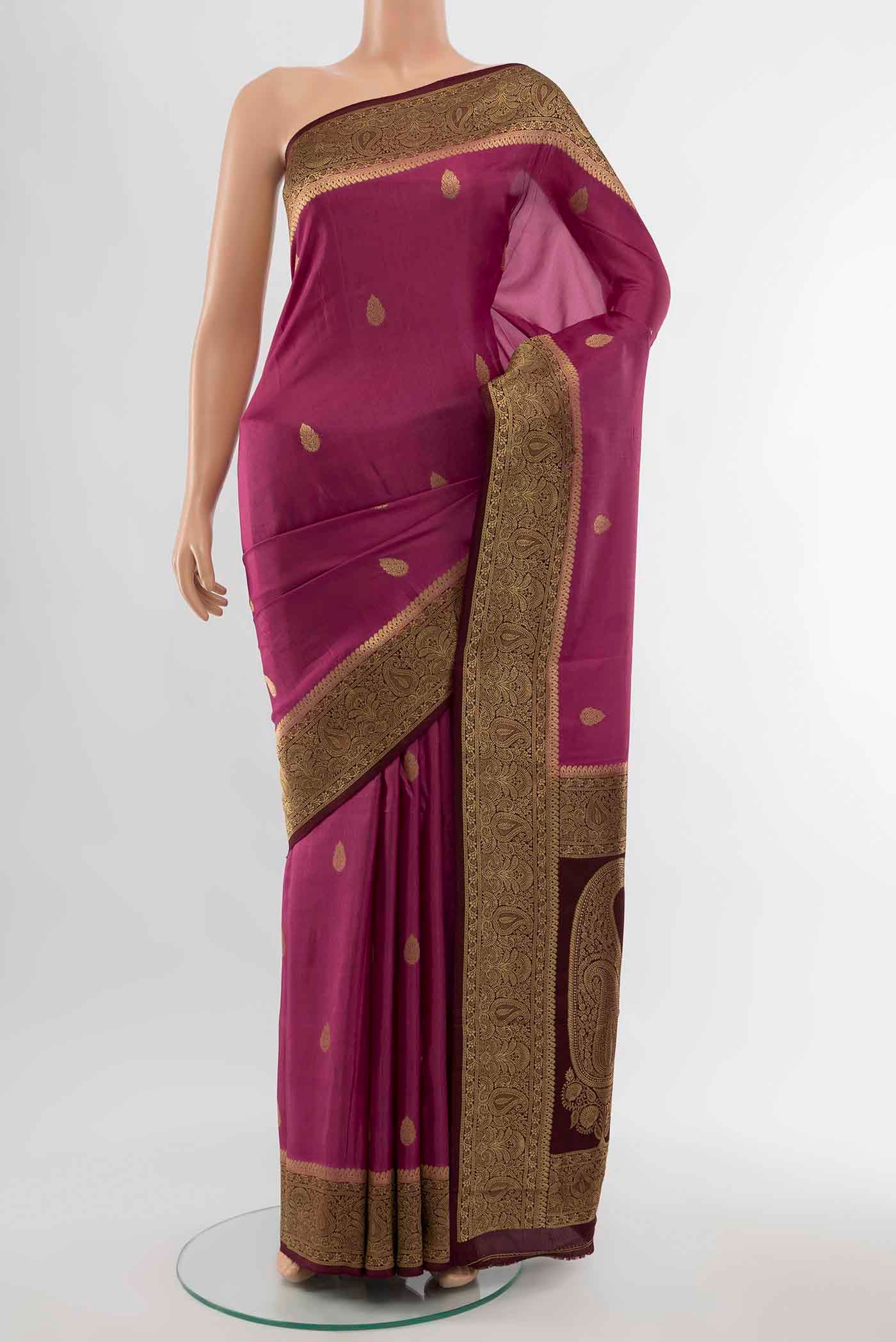 Light Magenta Blended Crepe Saree