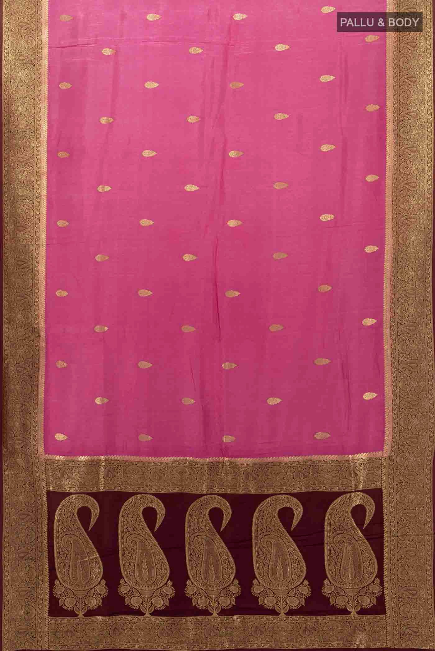 Light Magenta Blended Crepe Saree - Image 5