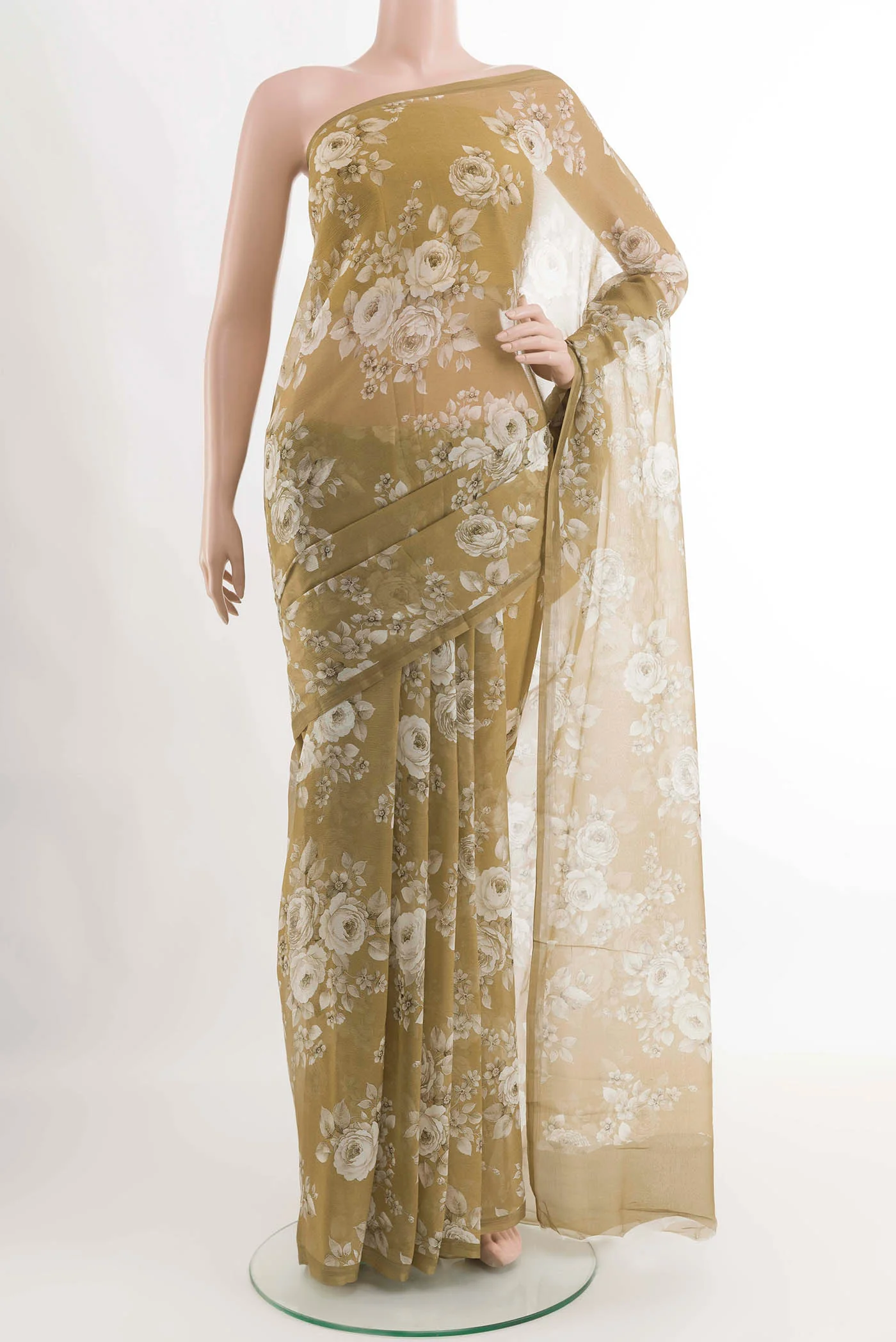 Dark Beige Chiffon Saree