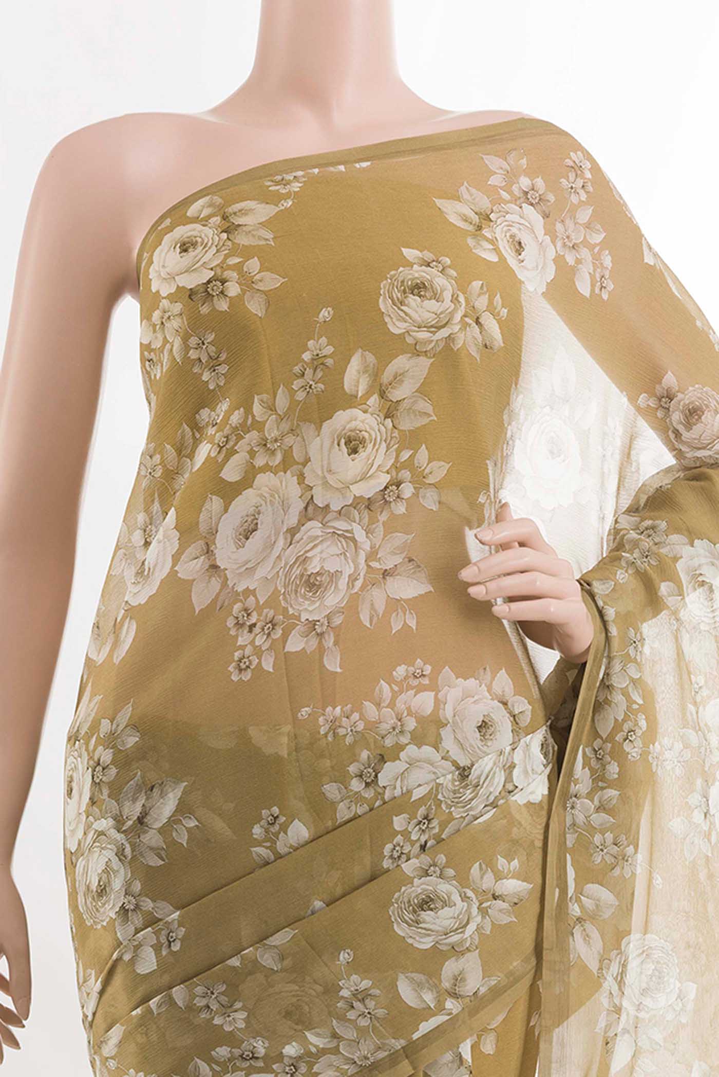 Dark Beige Chiffon Saree - Image 2