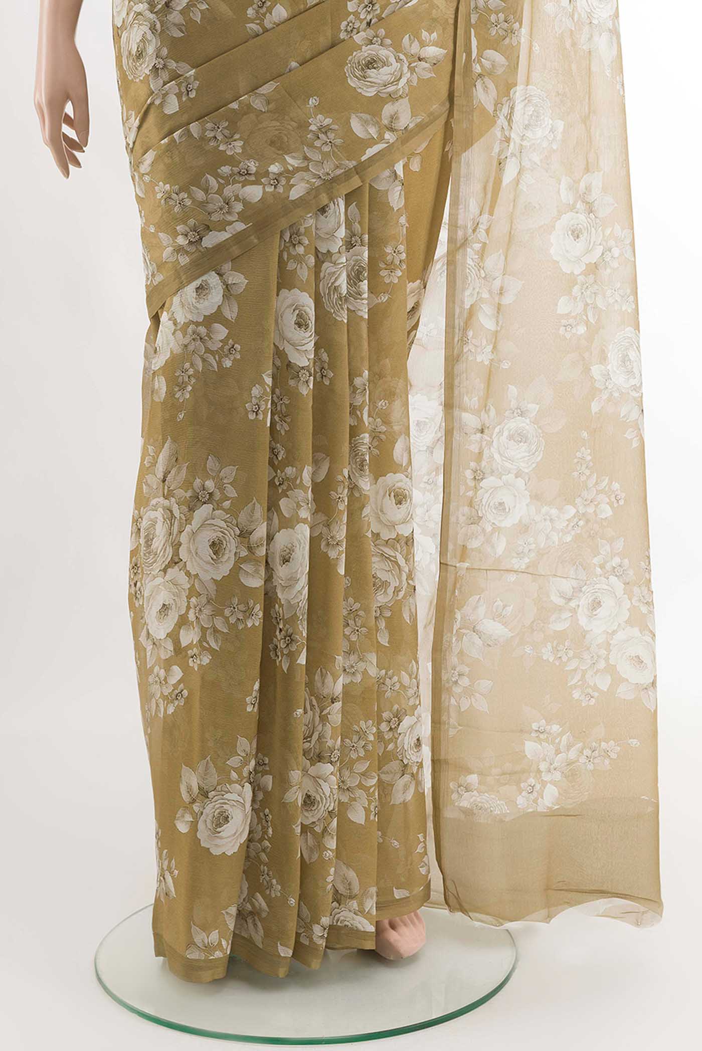 Dark Beige Chiffon Saree - Image 3