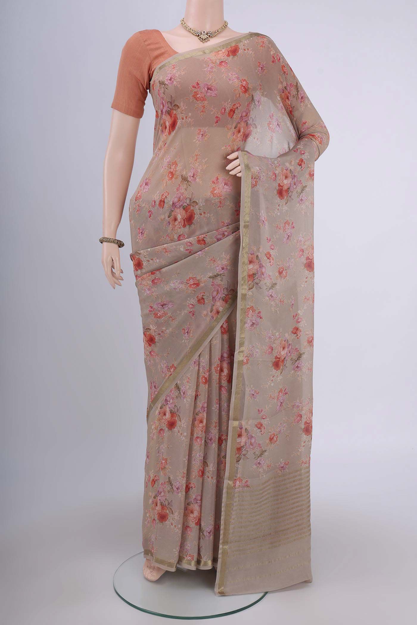 Mauve Crepe Saree