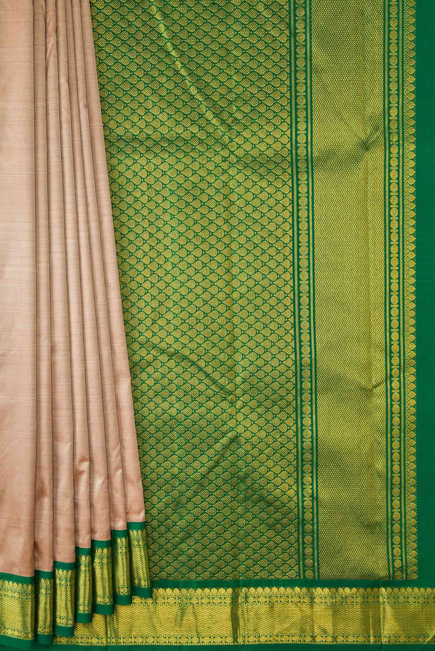 Dark Beige Dual Tone Kanjivaram Silk Saree - Image 4