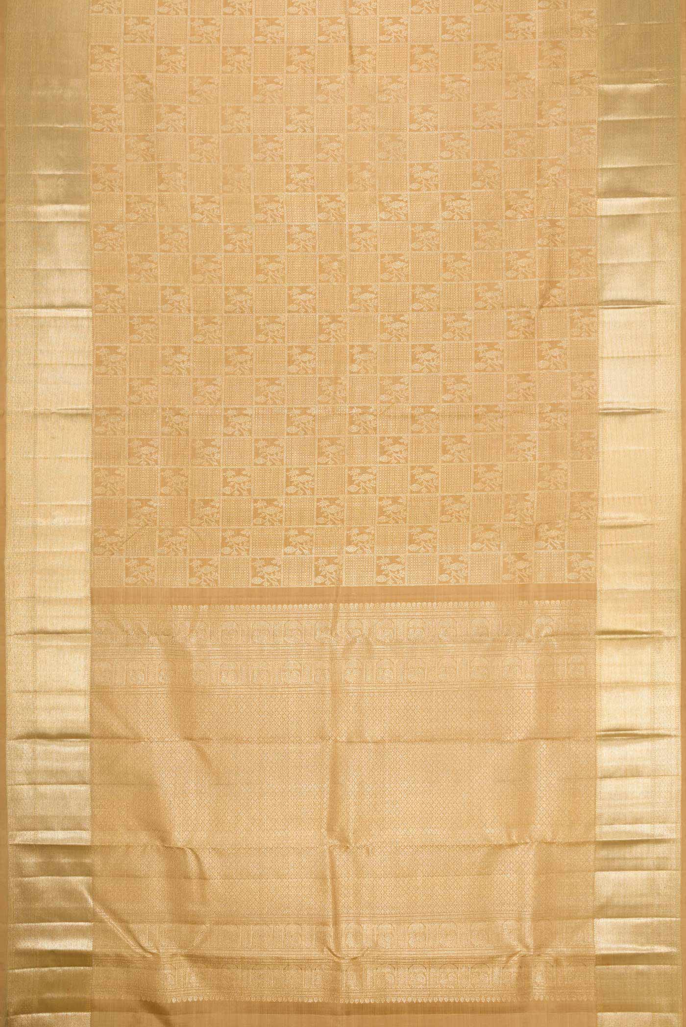 Dark Beige Dual Tone Kanchipuram Silk Saree - Image 6