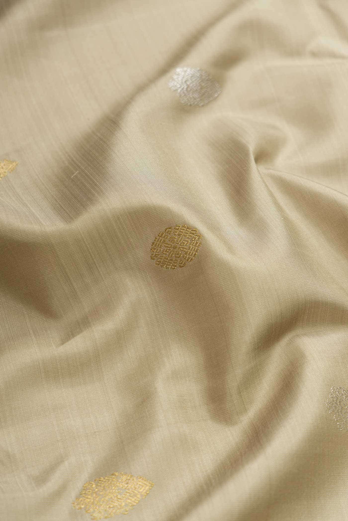 Pure Silk Pure Zari Dark Beige Dual Tone Kanchipuram Saree - Image 3