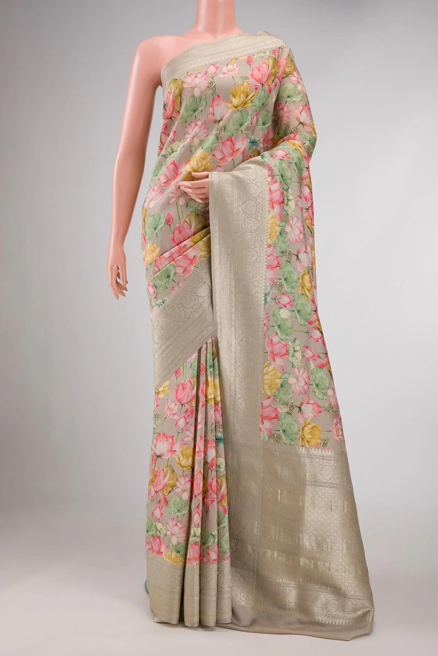 Dark Beige Dual Tone Tussar Silk Saree