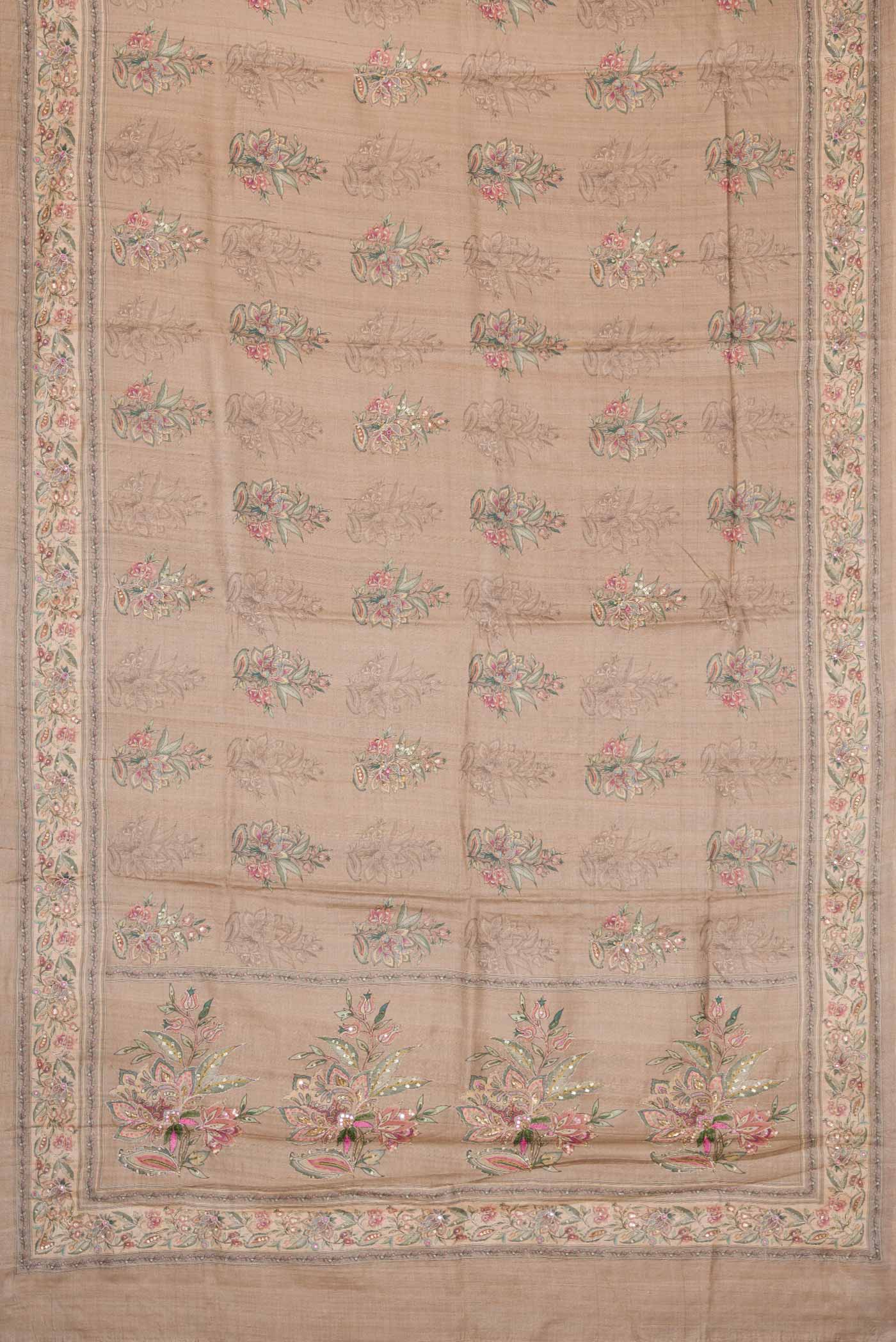Dark Beige Dual Tone Tussar Silk Saree - Image 6