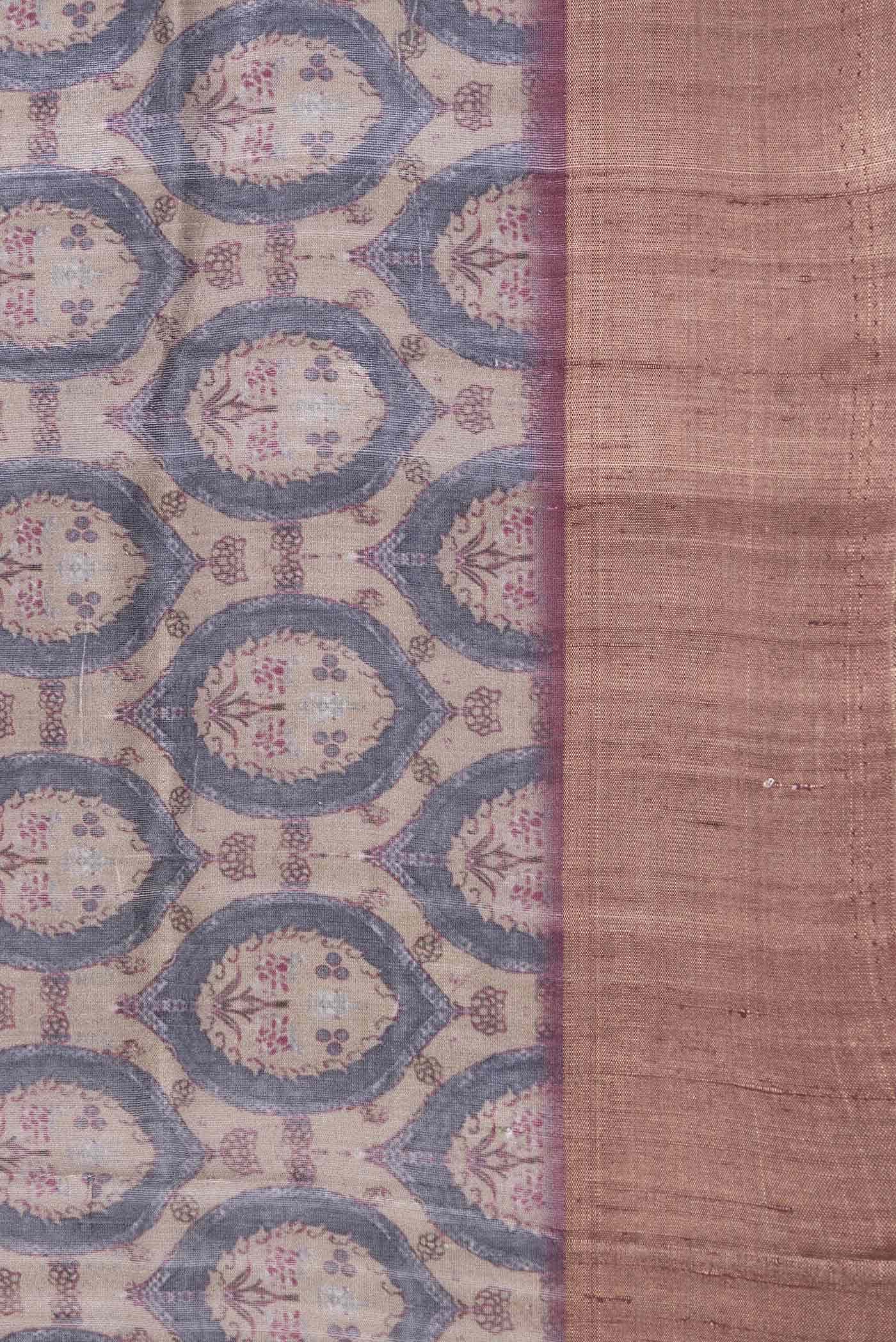 Dark Beige Dual Tone Tussar Silk Saree - Image 3