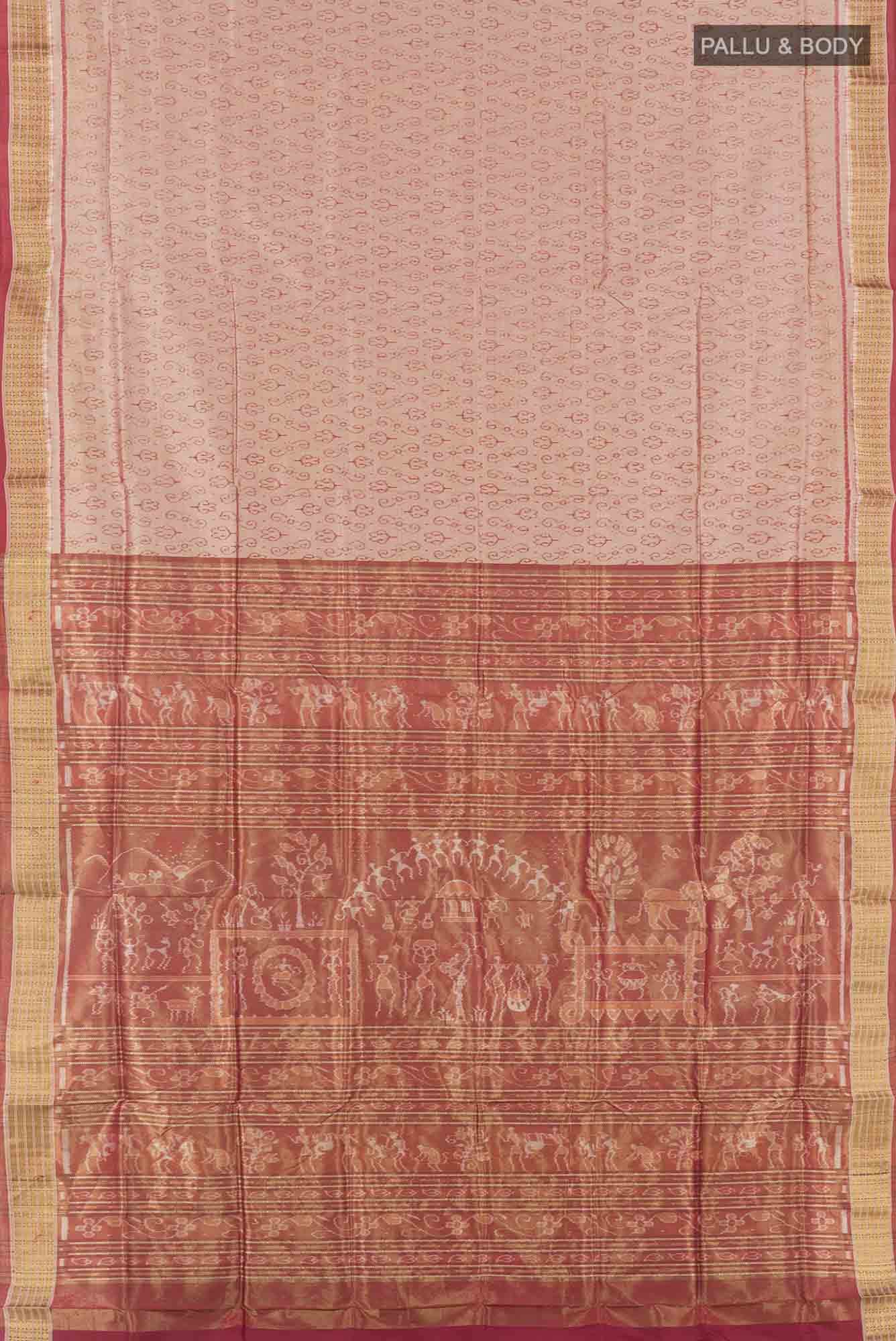 Dark Beige Orissa Silk Saree - Image 4
