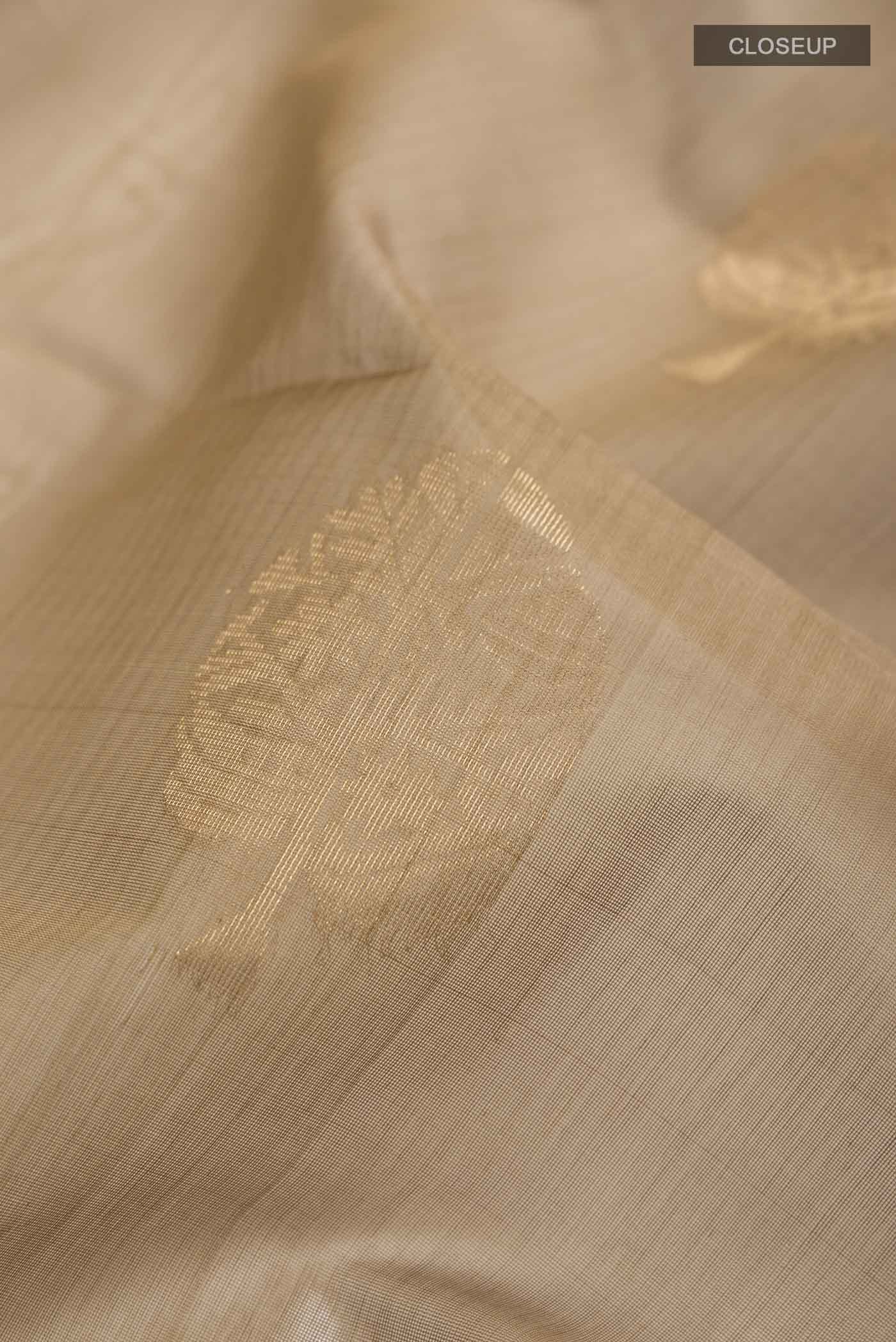 Dark Beige Silk Cotton Saree - Image 2