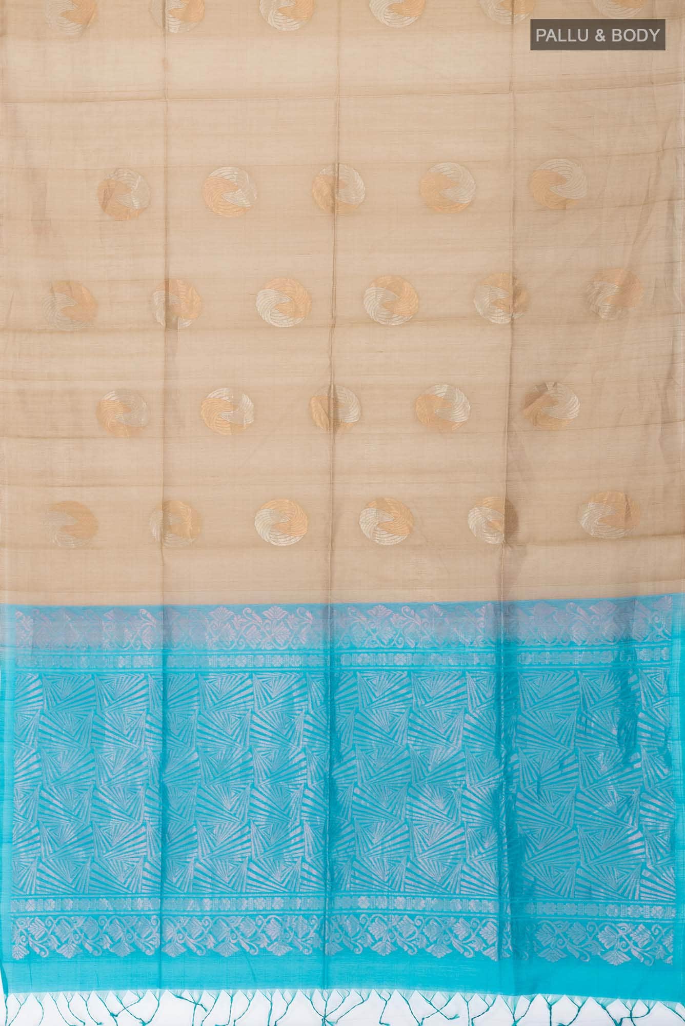 Dark Beige Silk Cotton Saree - Image 2