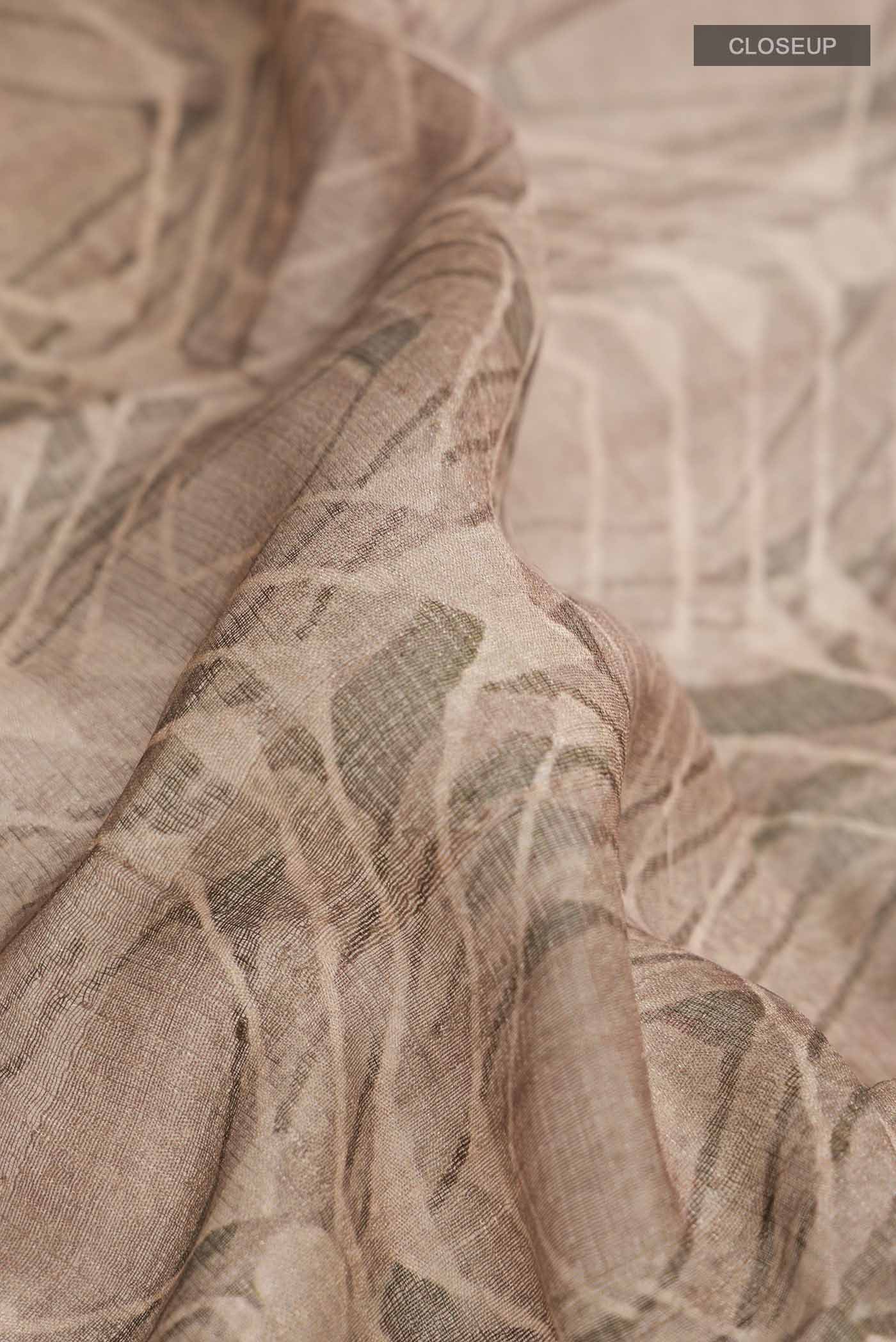 Dark Beige Tussar Silk Saree - Image 2