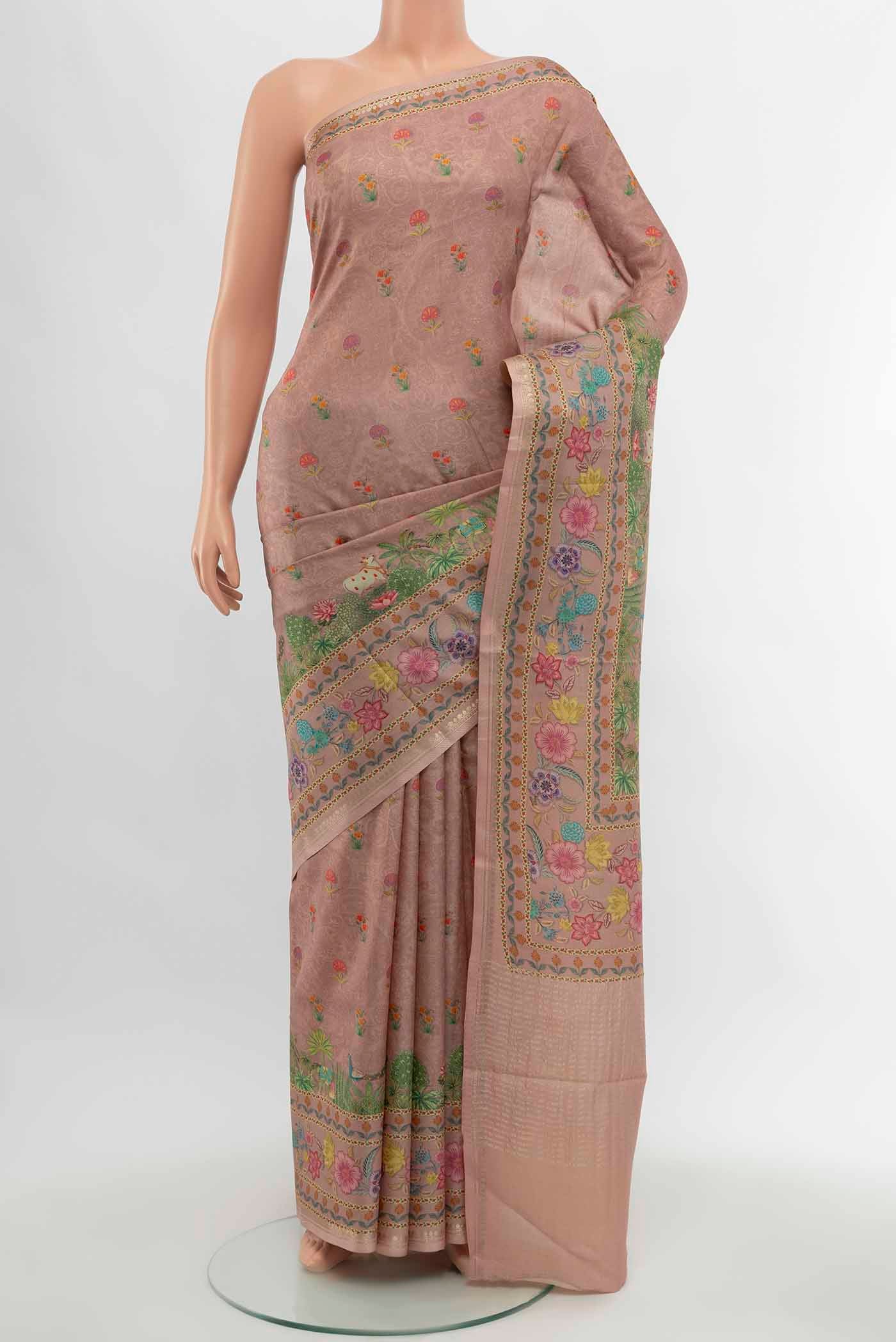Dark Beige Tussar Silk Saree