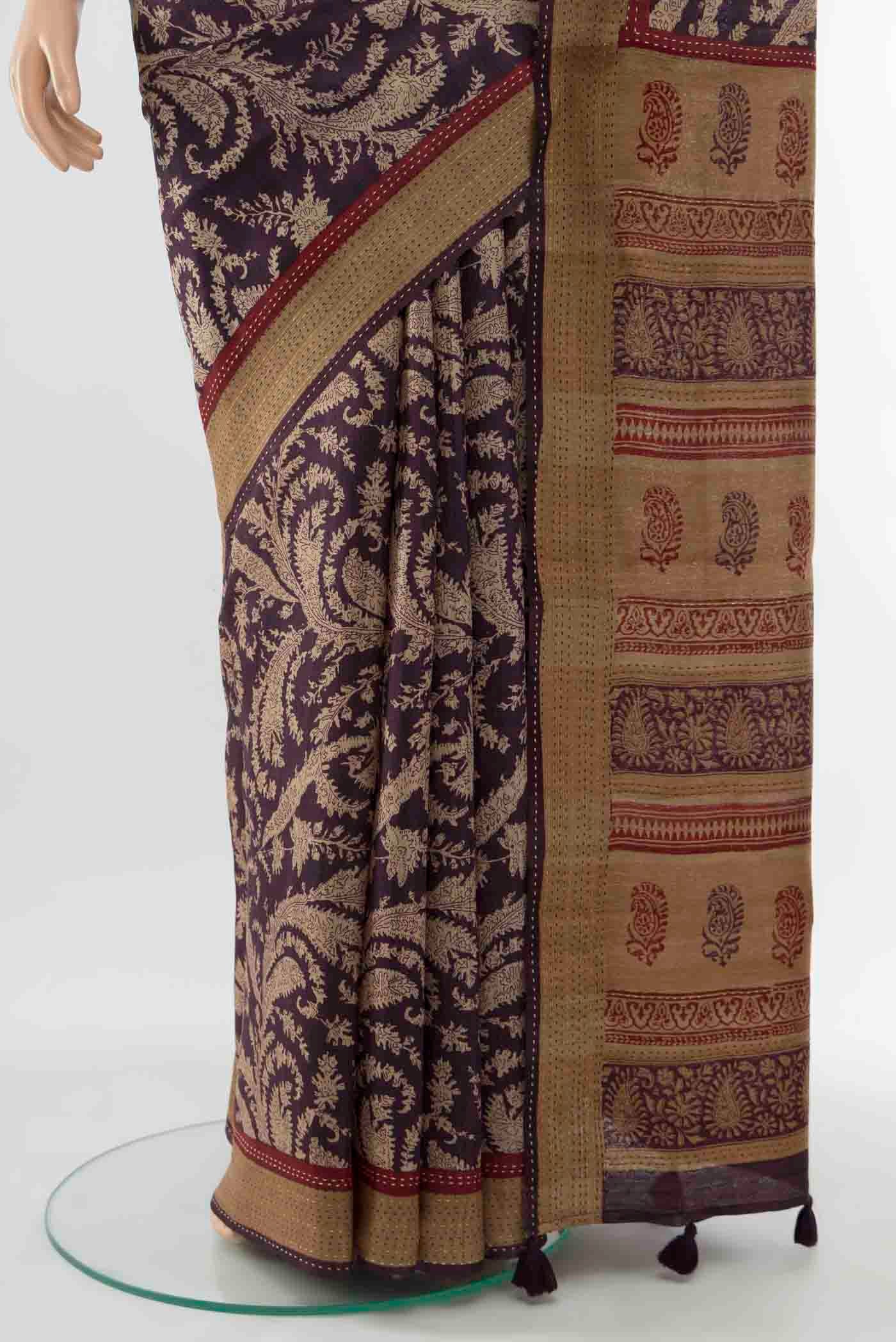 Coffee Brown Tussar Silk Saree - Image 3