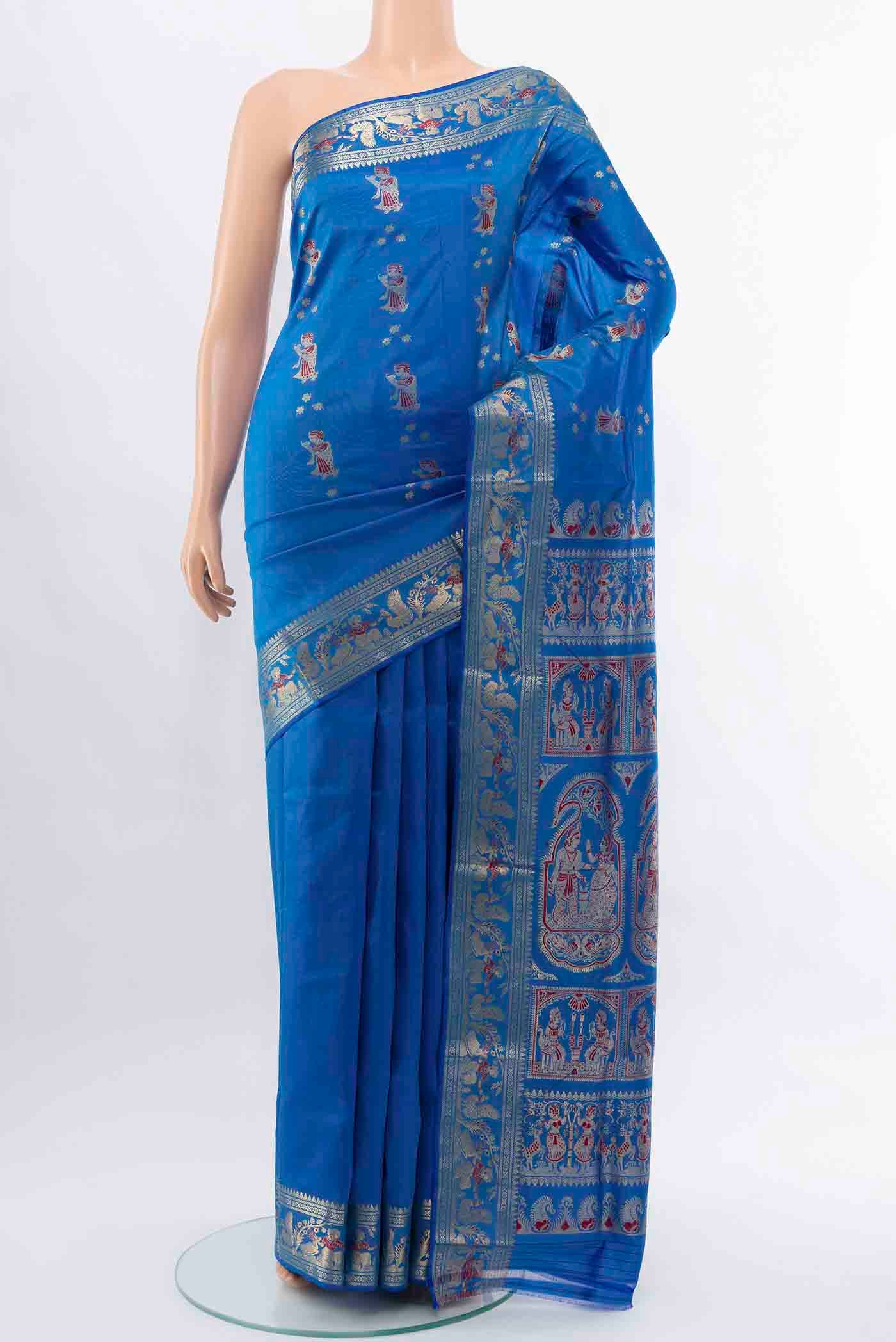 Royal Blue Baluchari Silk Saree