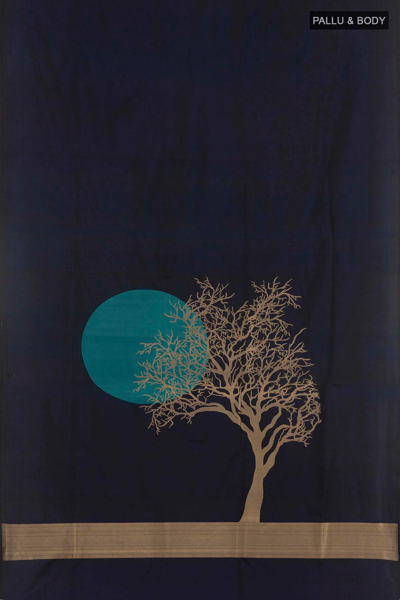 Dark Blue Banarasi Silk Saree - Image 3
