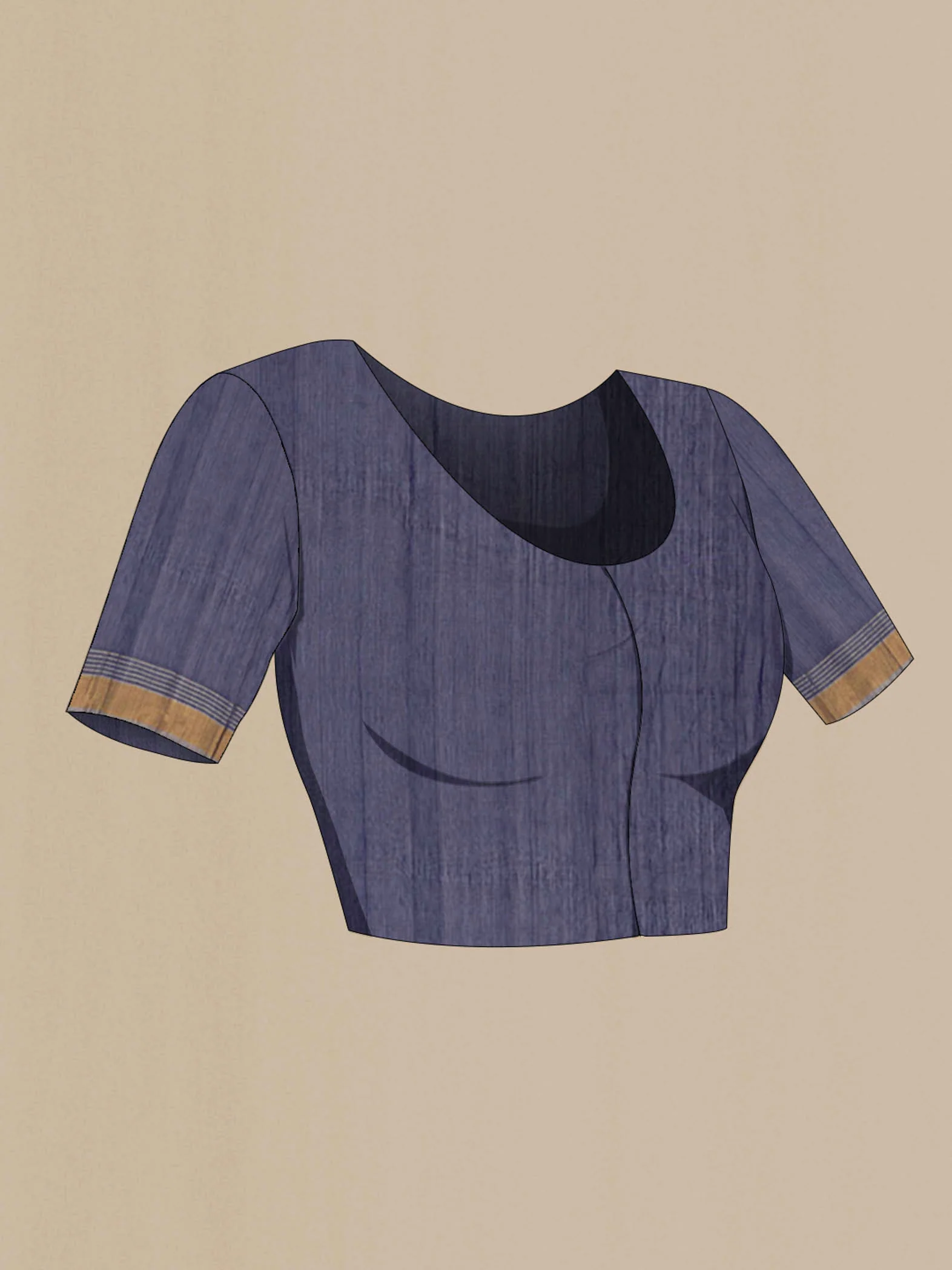 Navy Blue Chanderi Silk Cotton Saree - Image 3