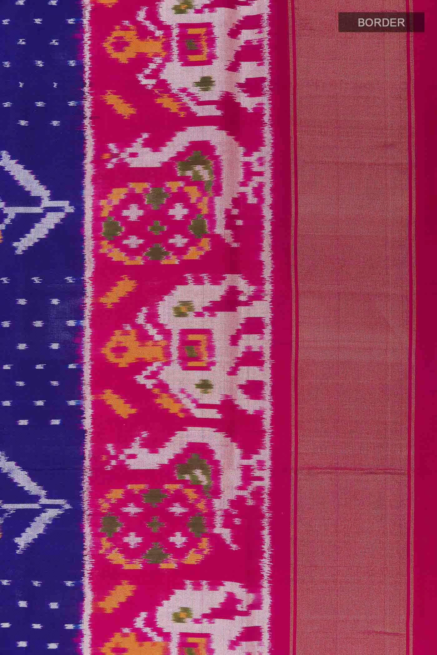 Dark Blue Dual Tone Pochampally Silk Saree - Image 3