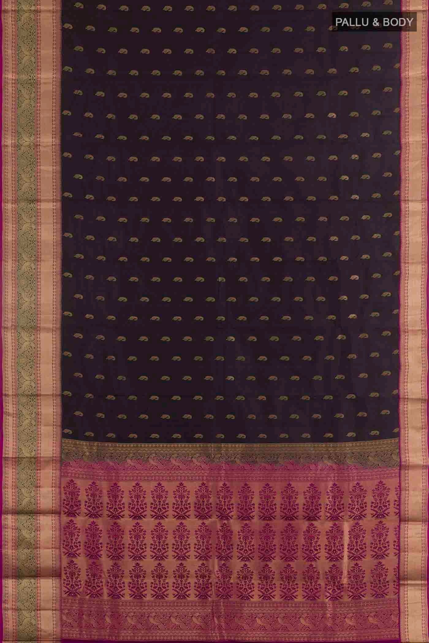 Dark Blue Kanjivaram Silk Saree - Image 3