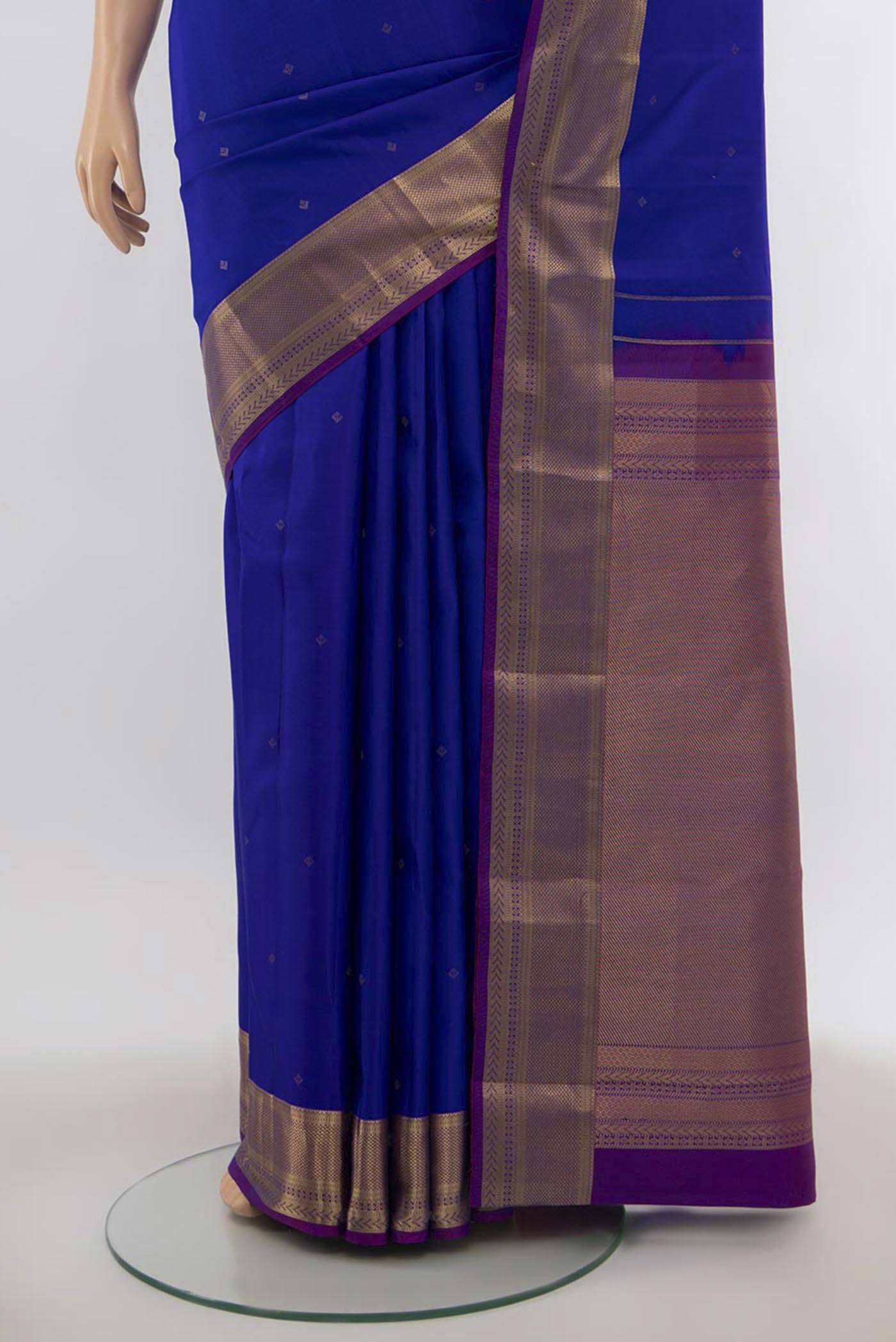 Royal Blue Kanchipuram Silk Saree - Image 3