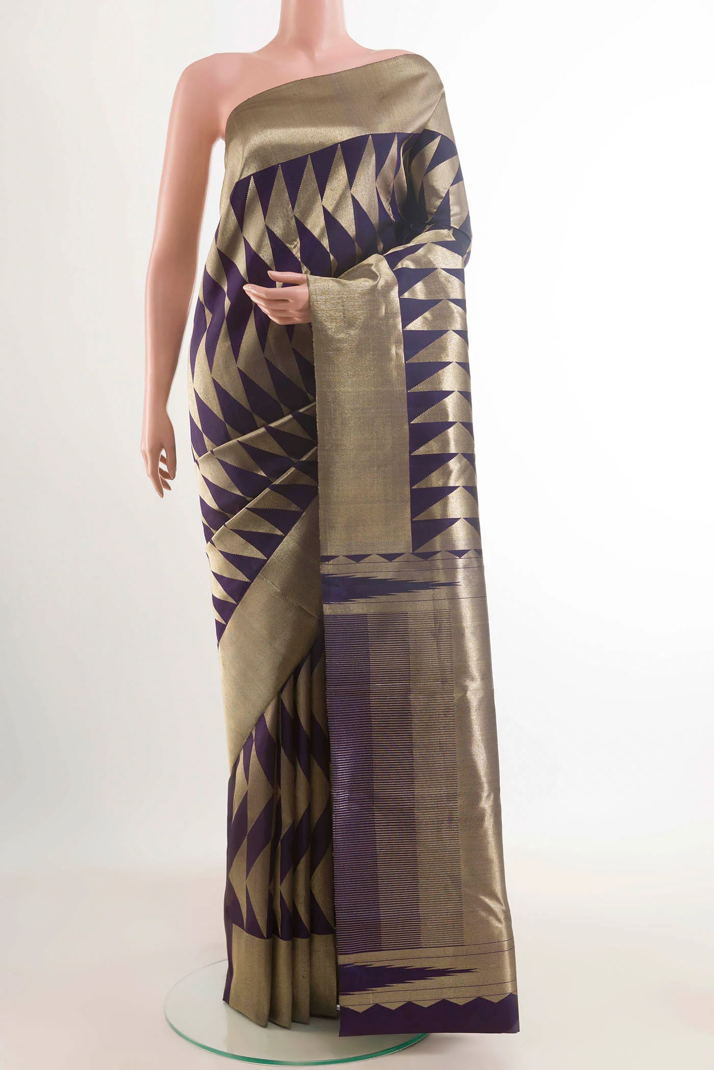 Dark Blue Kanchipuram Silk Saree