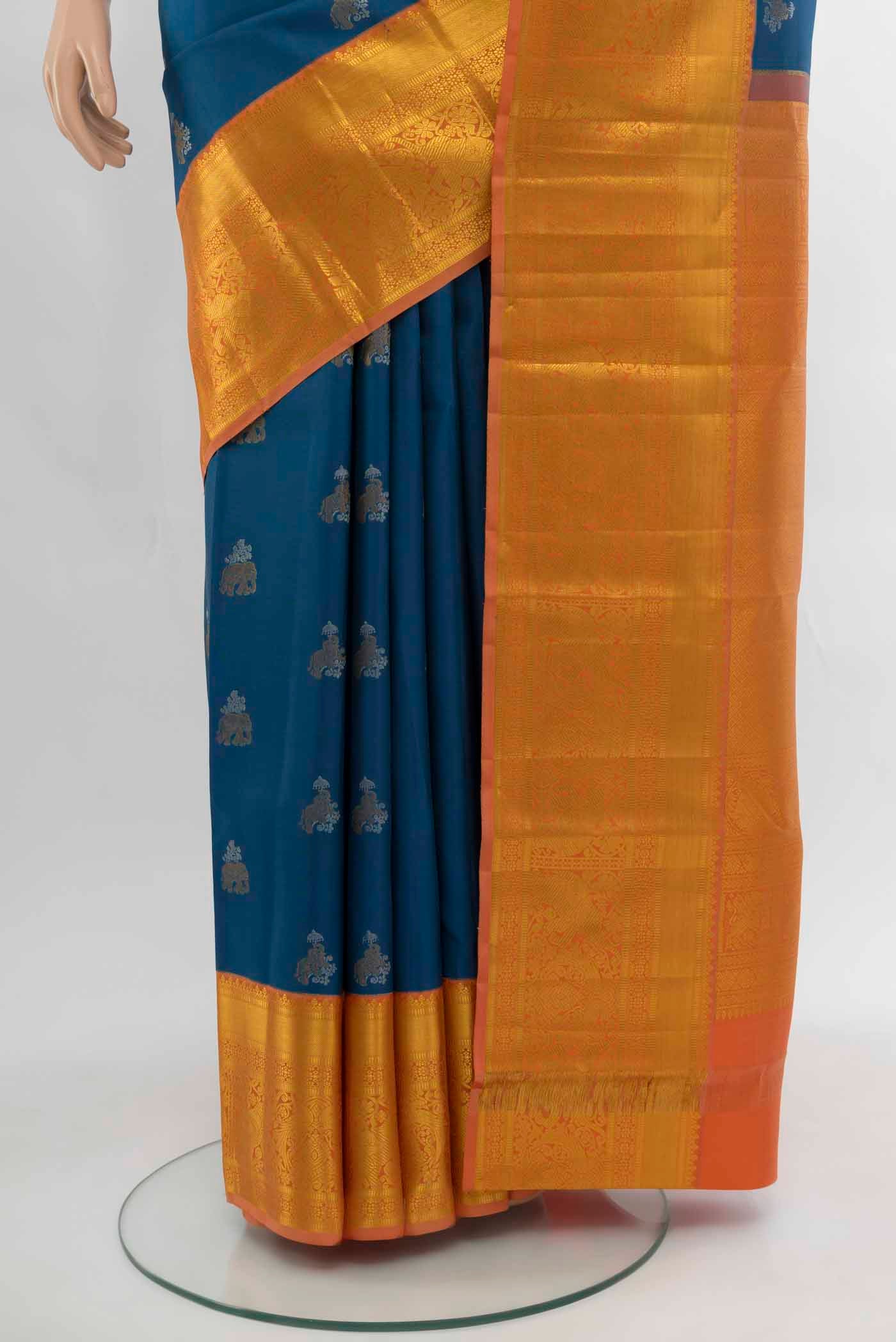 Blue Kanjivaram Silk Saree - Image 3
