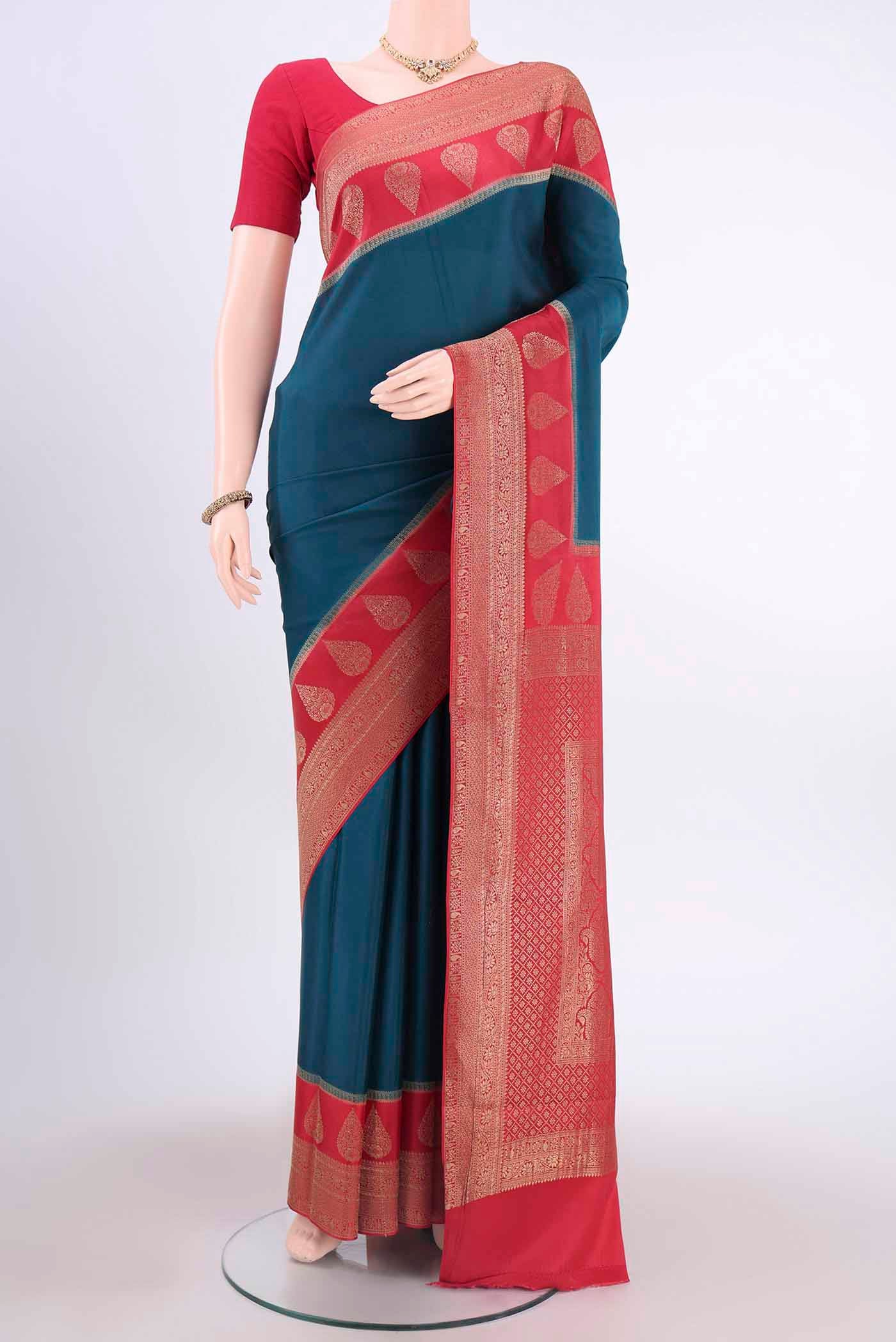 Dark Blue Mysore Crepe Saree