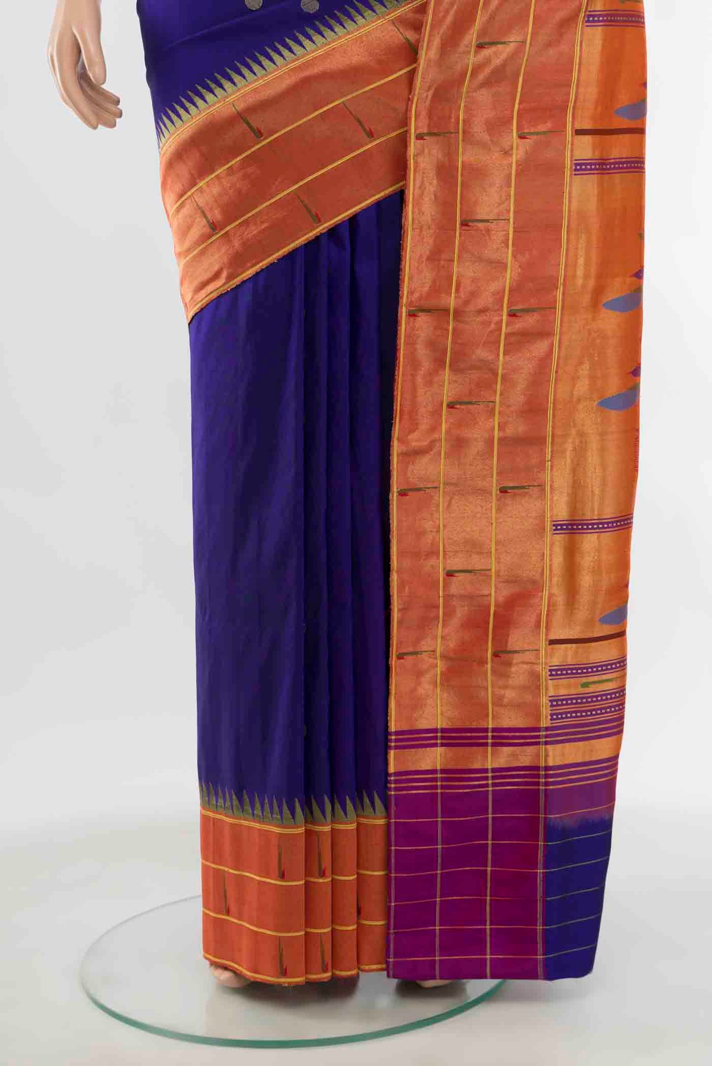 Dark Blue Paithani Silk Saree - Image 3