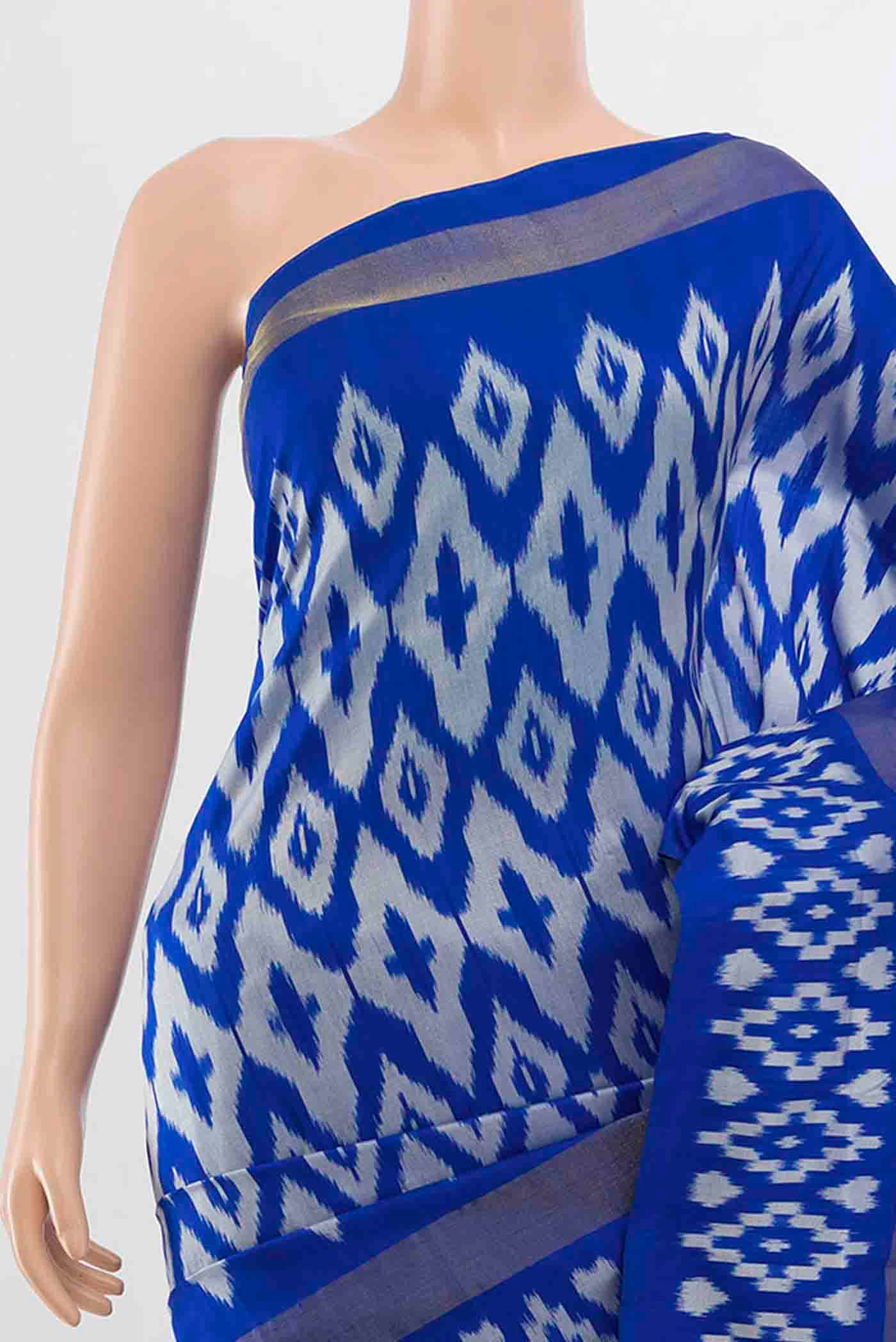 Dark Blue Pochampally Saree - Image 2