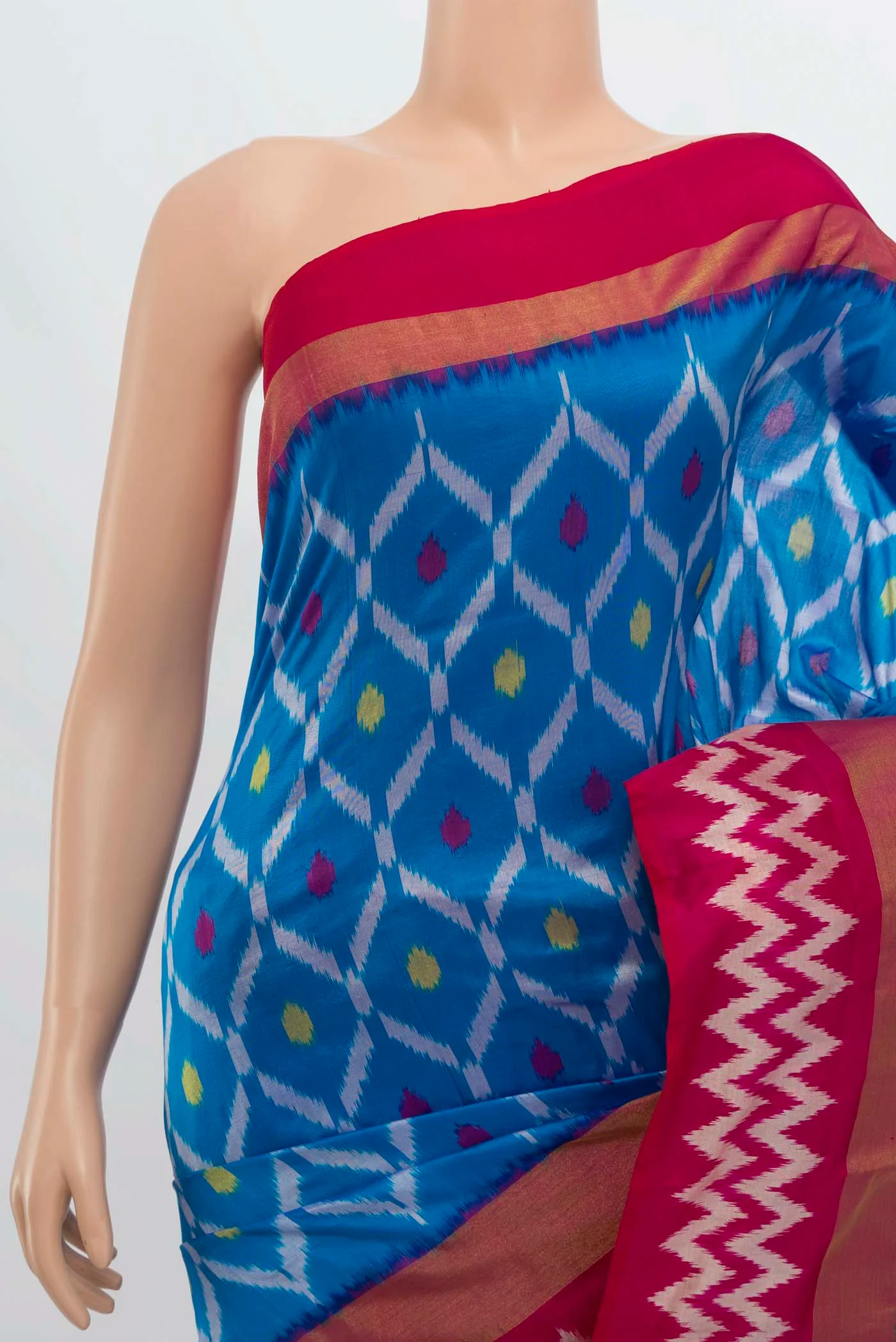 Blue Pochampally Silk Saree - Image 2