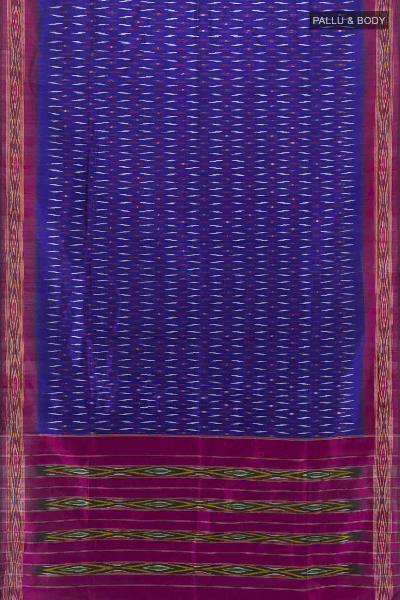 Dark Blue Pochampally Silk Saree - Image 4