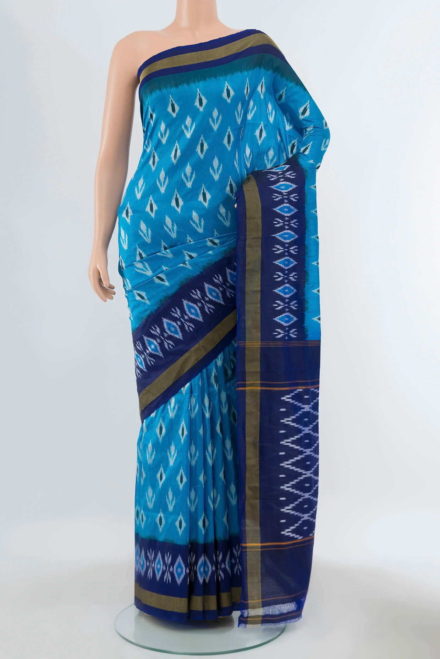 Dark Blue Pochampally Silk Saree