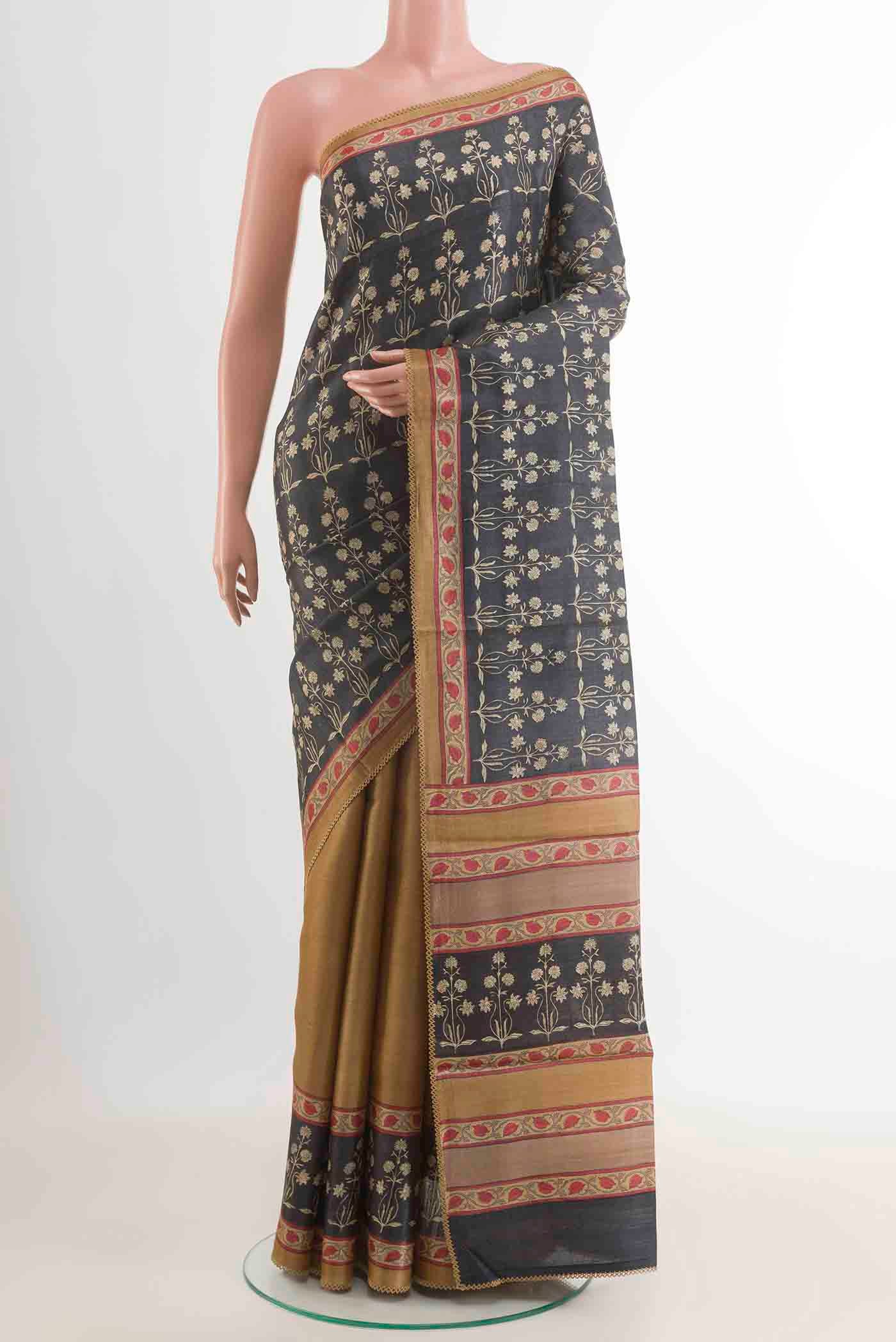 Dark Blue Tussar Saree